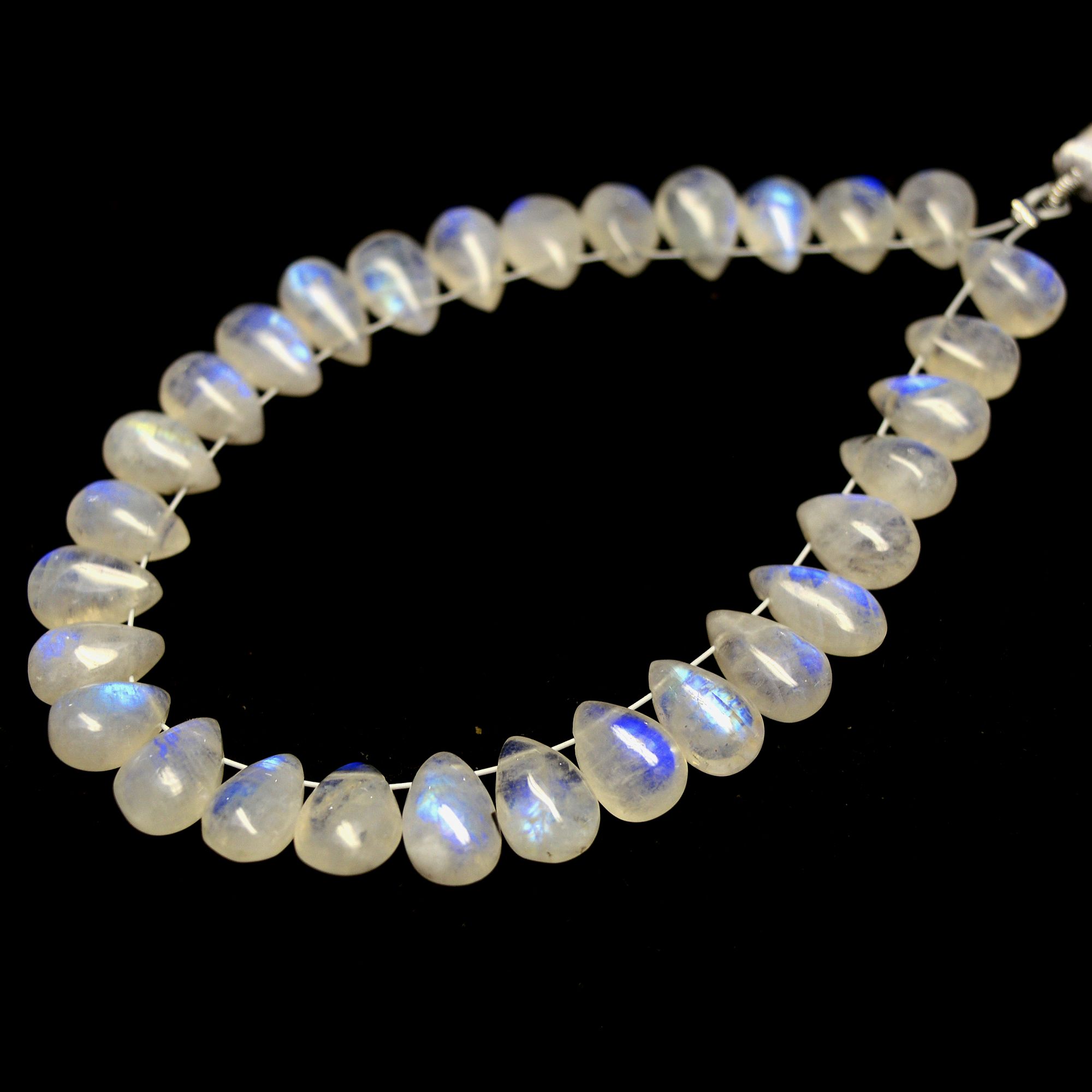 30 Pcs 61 Cts Natural Rainbow Moonstone Briolettes Side Drill Loose Gemstone Pear Wholesaler Gemstone Gift For Her 9x5-9x6mm R-13571
