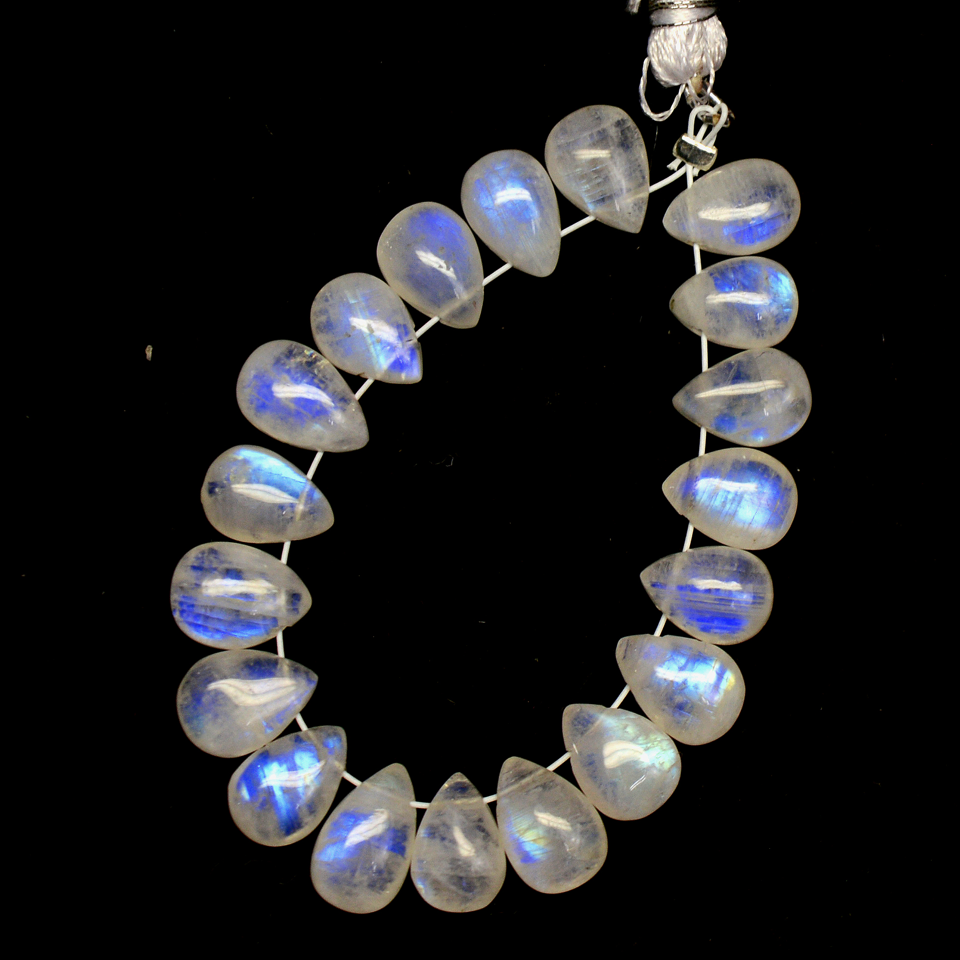 19 Pcs 34 Cts Natural Rainbow Moonstone Briolettes Side Drill Loose Gemstone Pear Wholesaler Gemstone Gift For Her 8x5-9x5mm 13572