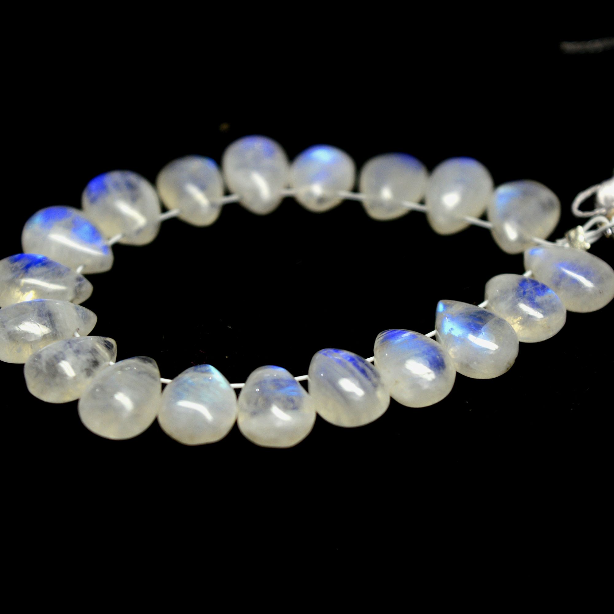 19 Pcs 34 Cts Natural Rainbow Moonstone Briolettes Side Drill Loose Gemstone Pear Wholesaler Gemstone Gift For Her 8x5-9x5mm 13572