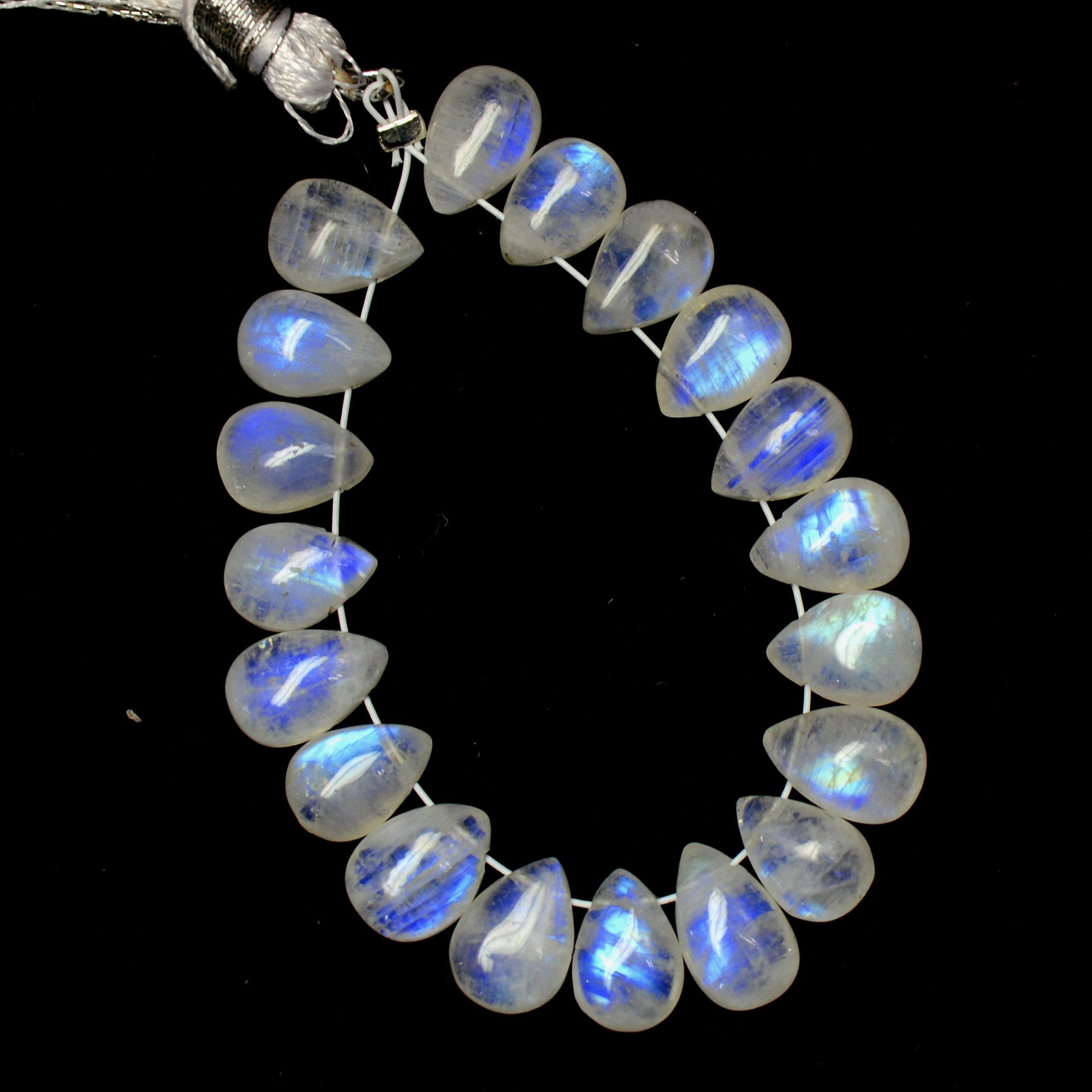 19 Pcs 34 Cts Natural Rainbow Moonstone Briolettes Side Drill Loose Gemstone Pear Wholesaler Gemstone Gift For Her 8x5-9x5mm R-13572