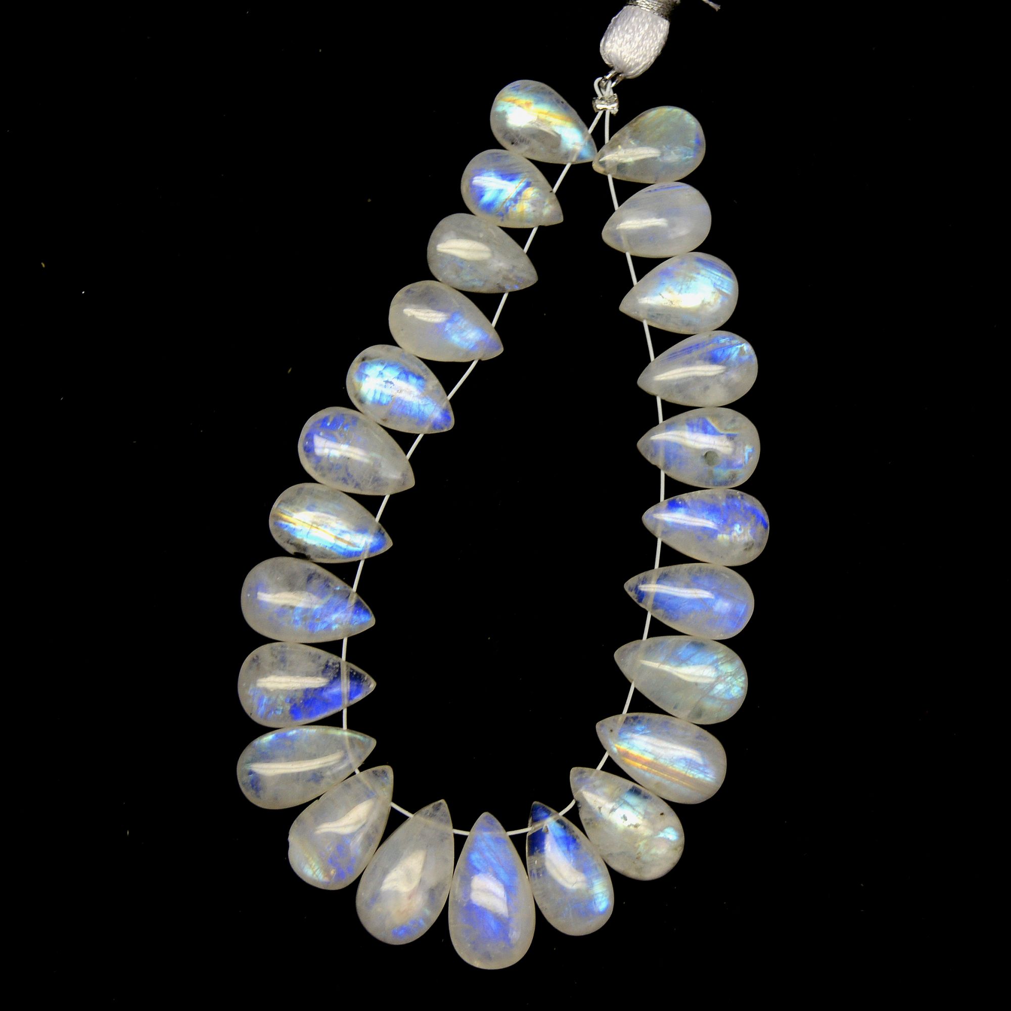 24 Pcs 92 Cts Natural Rainbow Moonstone Briolette AAA Quality Side Drill Loose Gemstone Gift For Her DIY Supplies 11x7-15x8mm R-13573