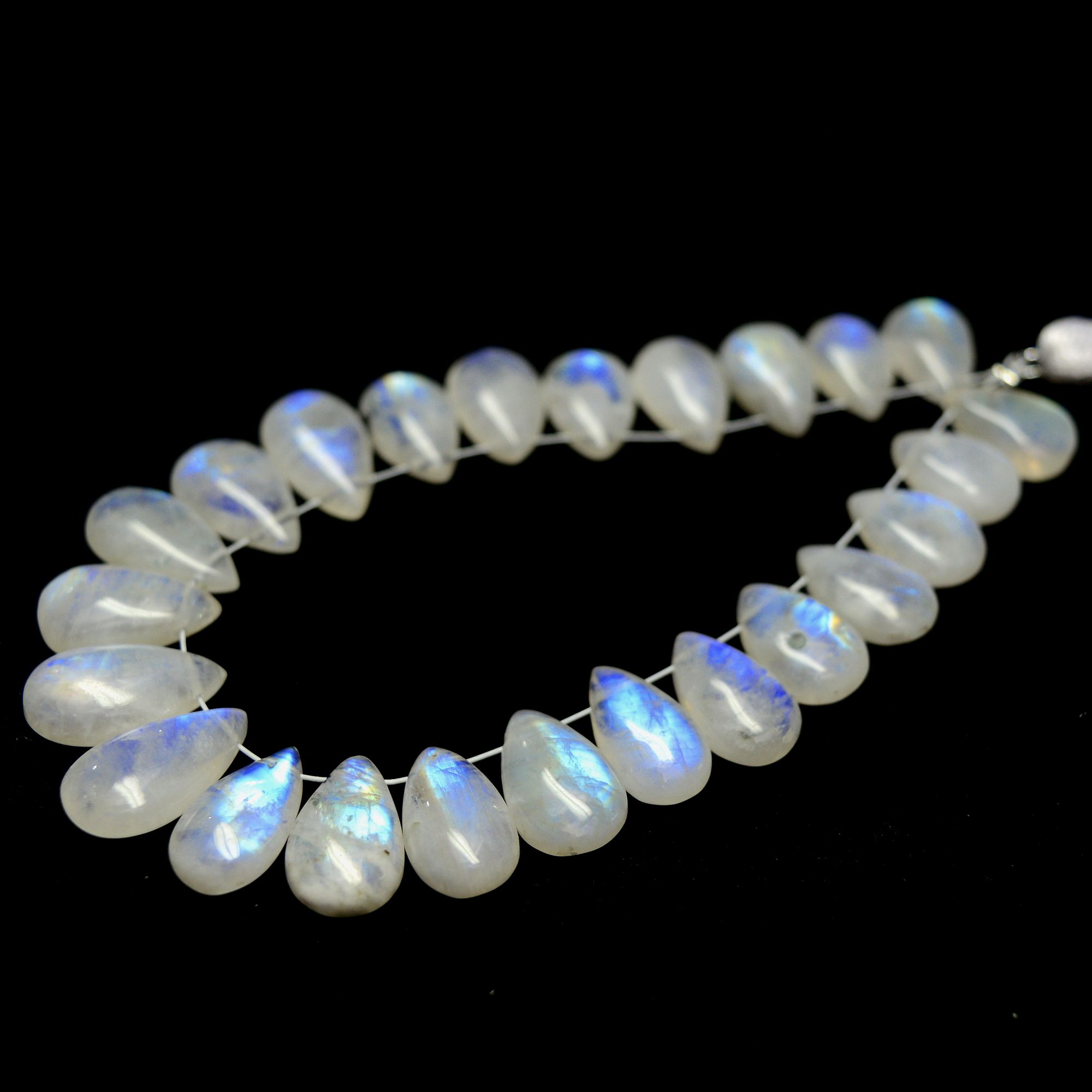 24 Pcs 92 Cts Natural Rainbow Moonstone Briolette AAA Quality Side Drill Loose Gemstone Gift For Her DIY Supplies 11x7-15x8mm R-13573