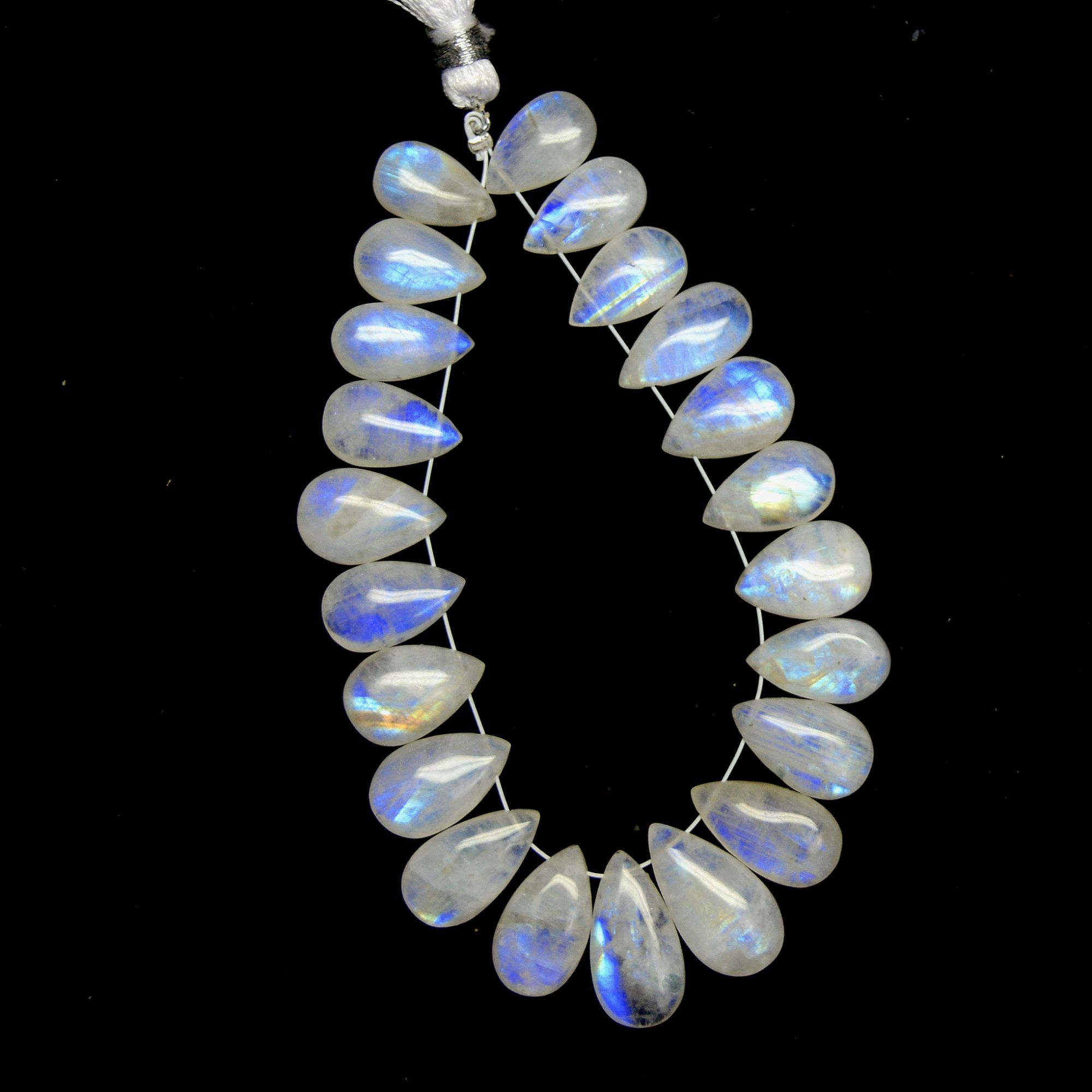 22 Pcs 116 Cts Natural Rainbow Moonstone Briolette AAA Quality Side Drill Loose Gemstone Gift For Her DIY Supplies 12x7-17x9mm 13574