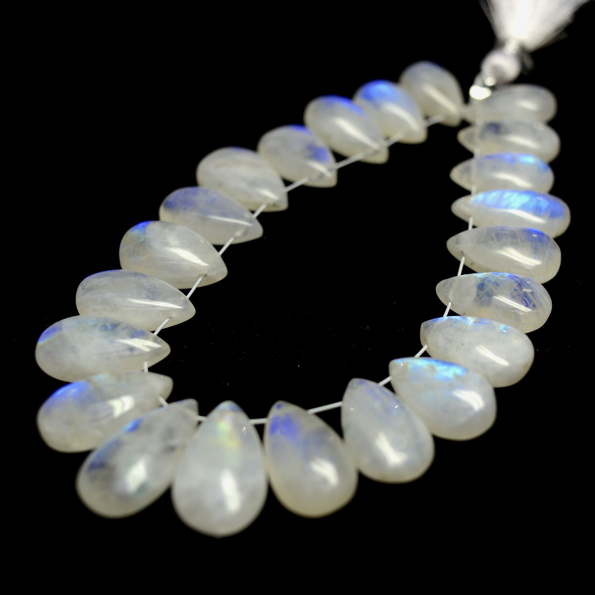 22 Pcs 116 Cts Natural Rainbow Moonstone Briolette AAA Quality Side Drill Loose Gemstone Gift For Her DIY Supplies 12x7-17x9mm 13574