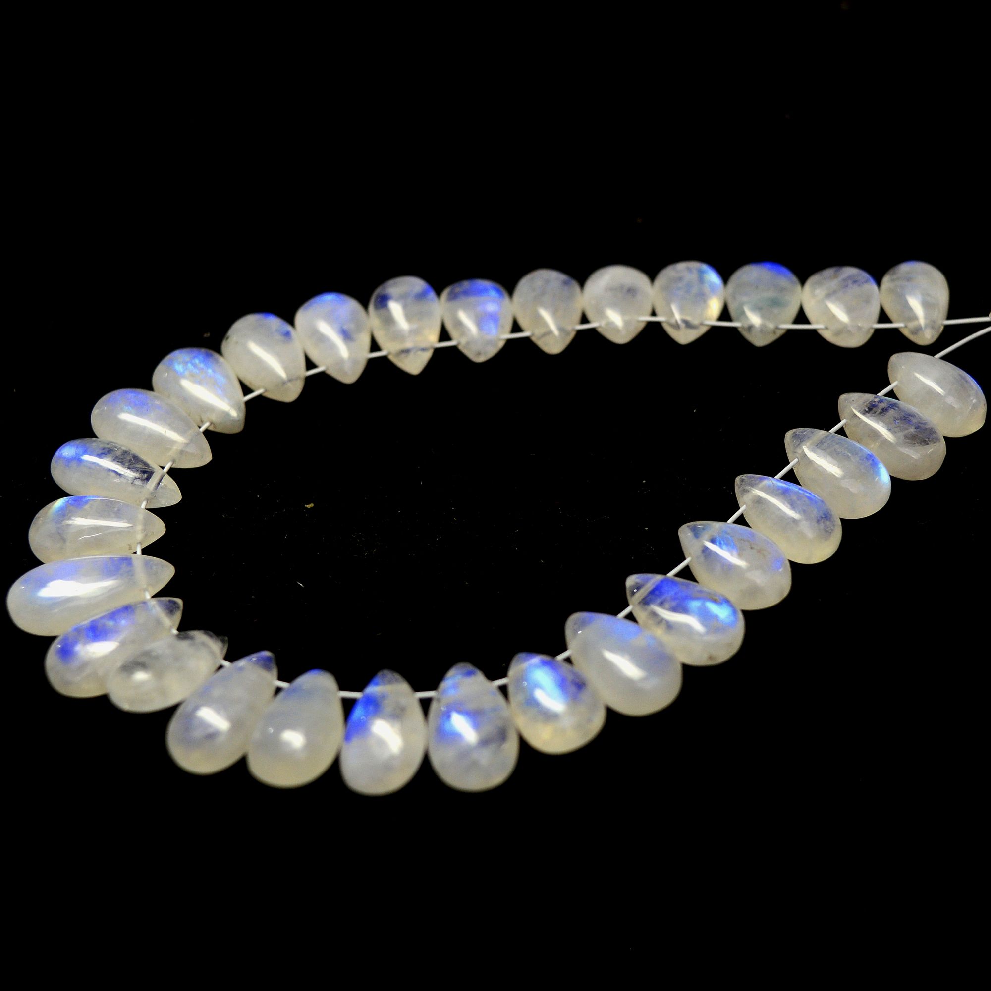 29 Pcs 70 Cts Natural Rainbow Moonstone Briolette AAA Quality Side Drill Loose Gemstone Gift For Her DIY Supplies 9x6-13x6mm R-13575