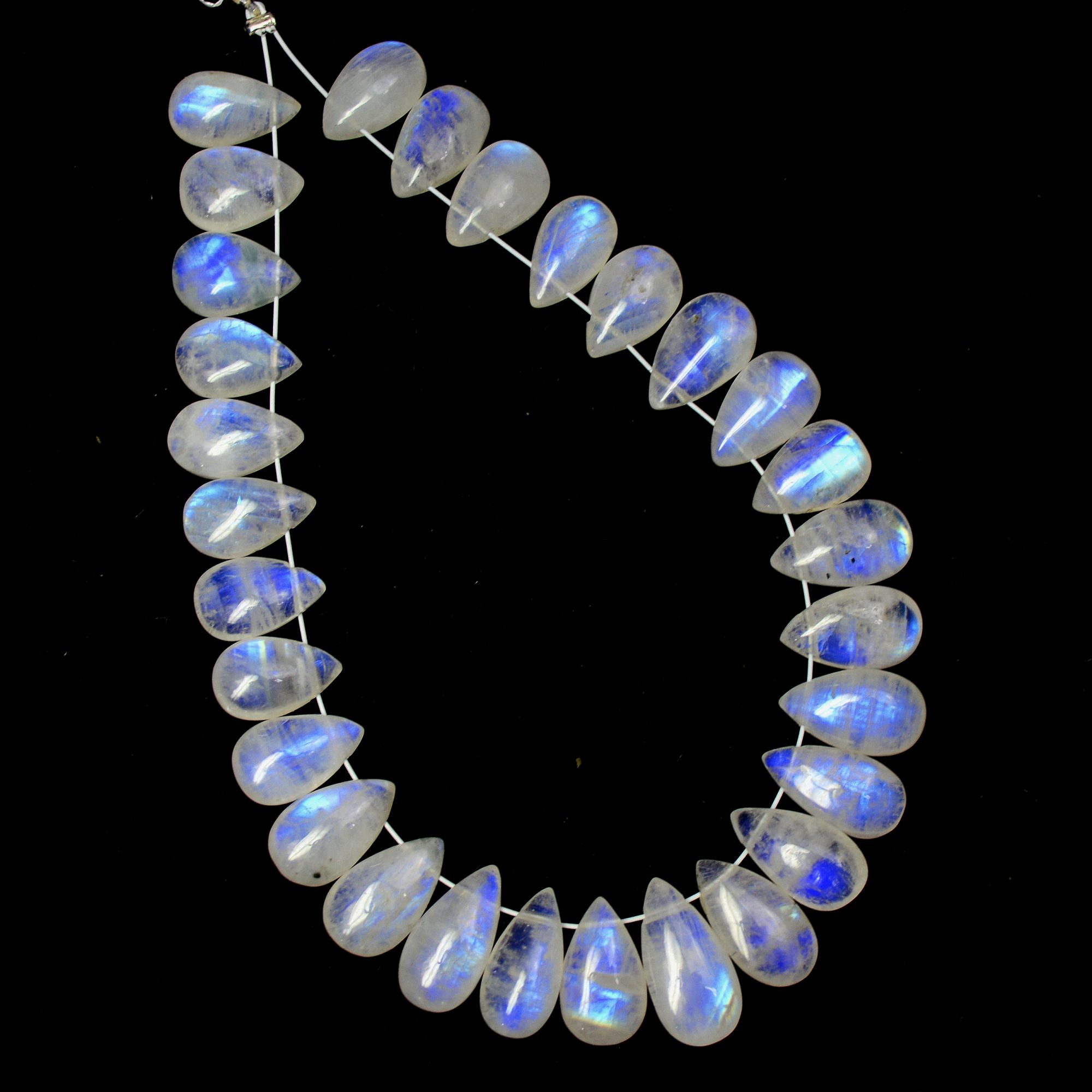 29 Pcs 70 Cts Natural Rainbow Moonstone Briolette AAA Quality Side Drill Loose Gemstone Gift For Her DIY Supplies 9x6-13x6mm R-13575