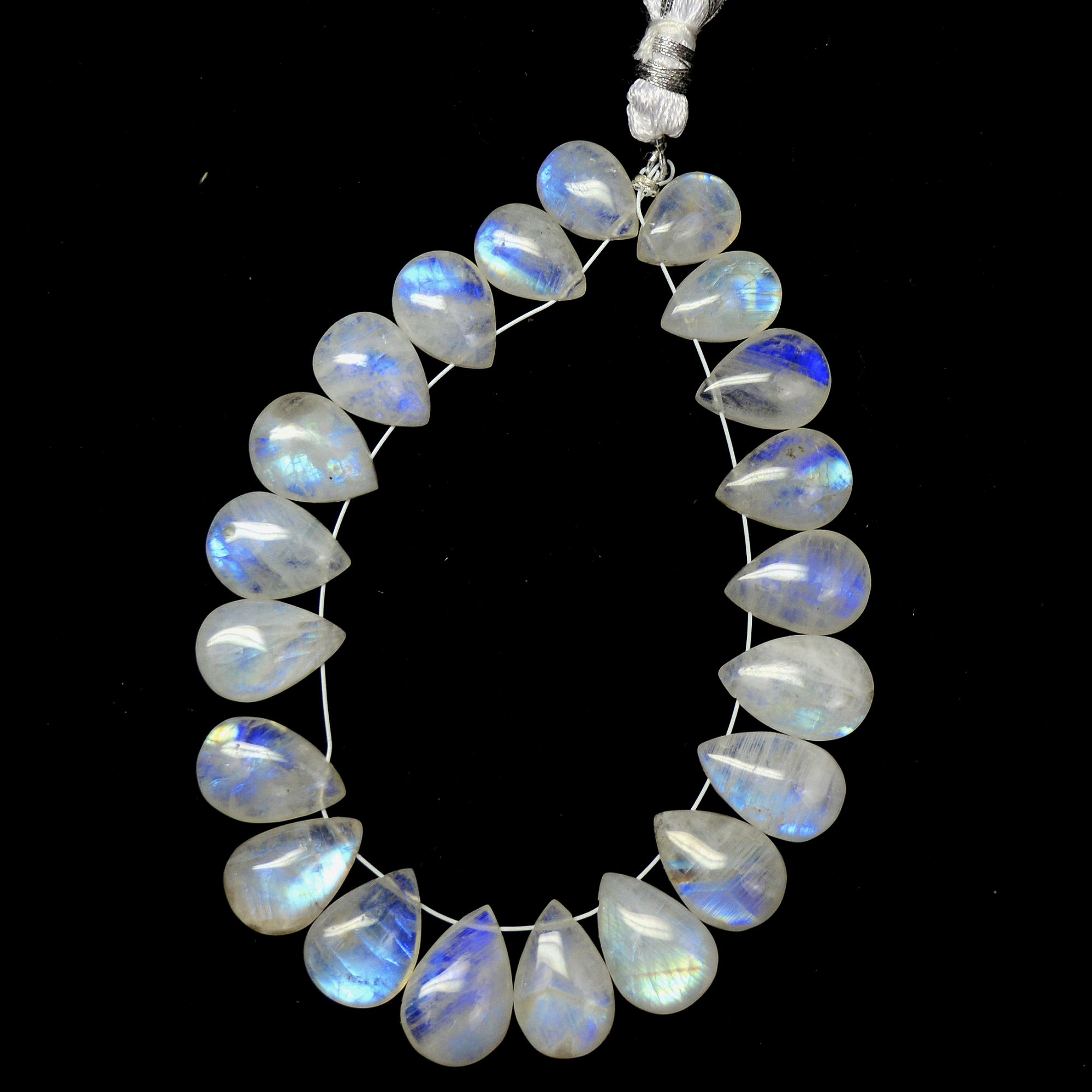 21 Pcs 96 Cts Natural Rainbow Moonstone Briolette AAA Quality Side Drill Loose Gemstone Gift For Her DIY Supplies 10x7-14x9mm R-13577