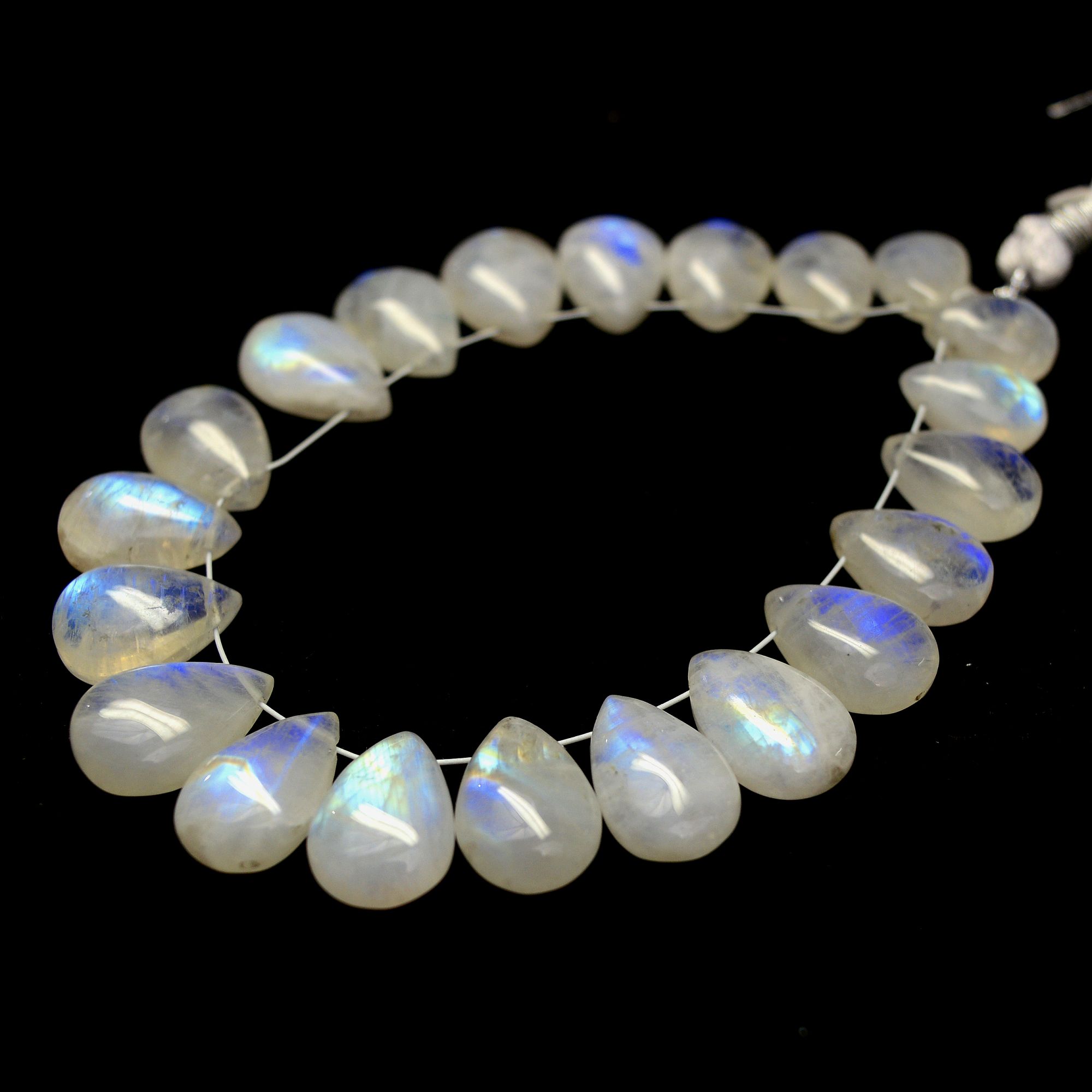 21 Pcs 96 Cts Natural Rainbow Moonstone Briolette AAA Quality Side Drill Loose Gemstone Gift For Her DIY Supplies 10x7-14x9mm R-13577
