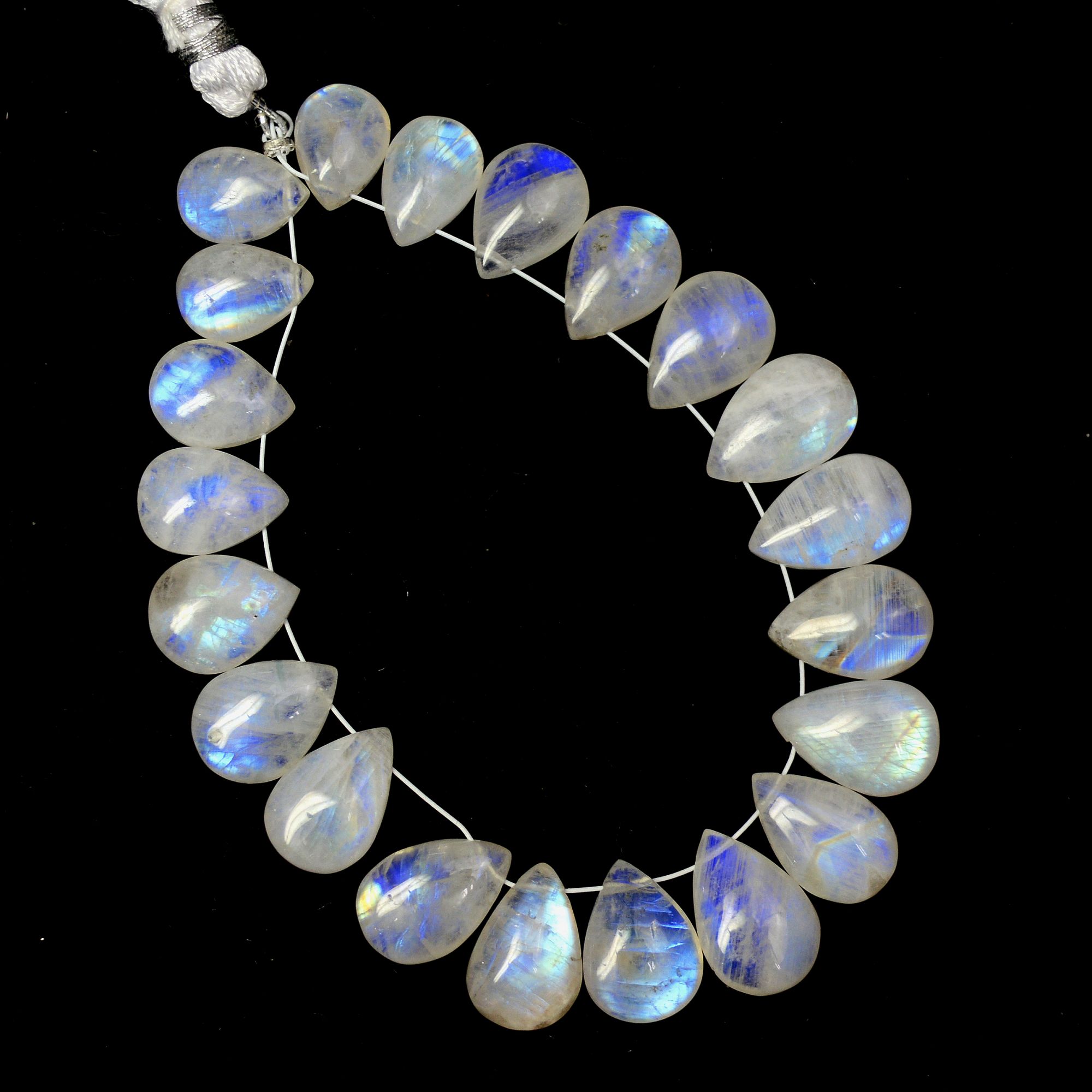 21 Pcs 96 Cts Natural Rainbow Moonstone Briolette AAA Quality Side Drill Loose Gemstone Gift For Her DIY Supplies 10x7-14x9mm 13577