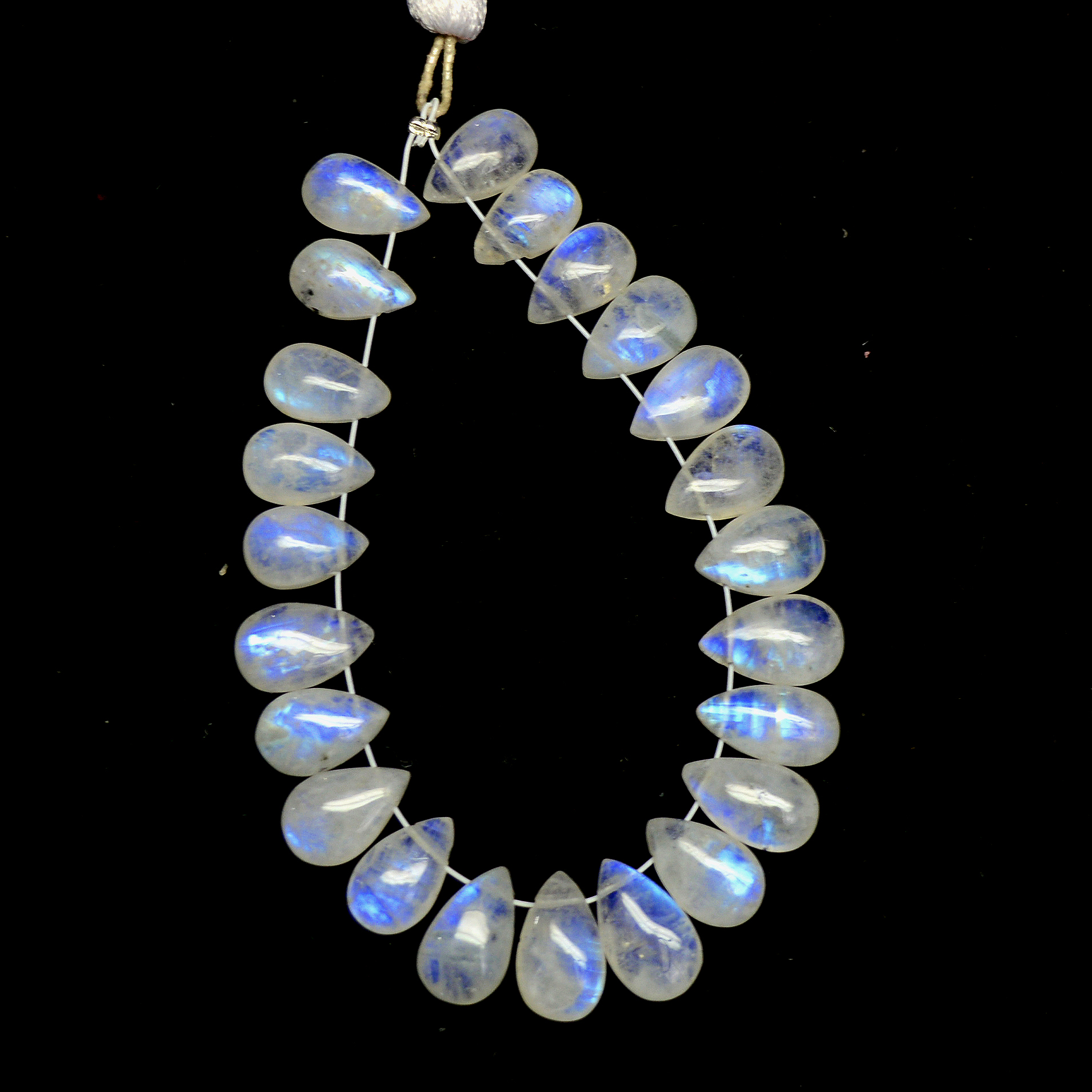 23 Pcs 53 Cts Natural Rainbow Moonstone Briolette AAA Quality Side Drill Loose Gemstone Gift For Her DIY Supplies 9x5-11x6mm 13578