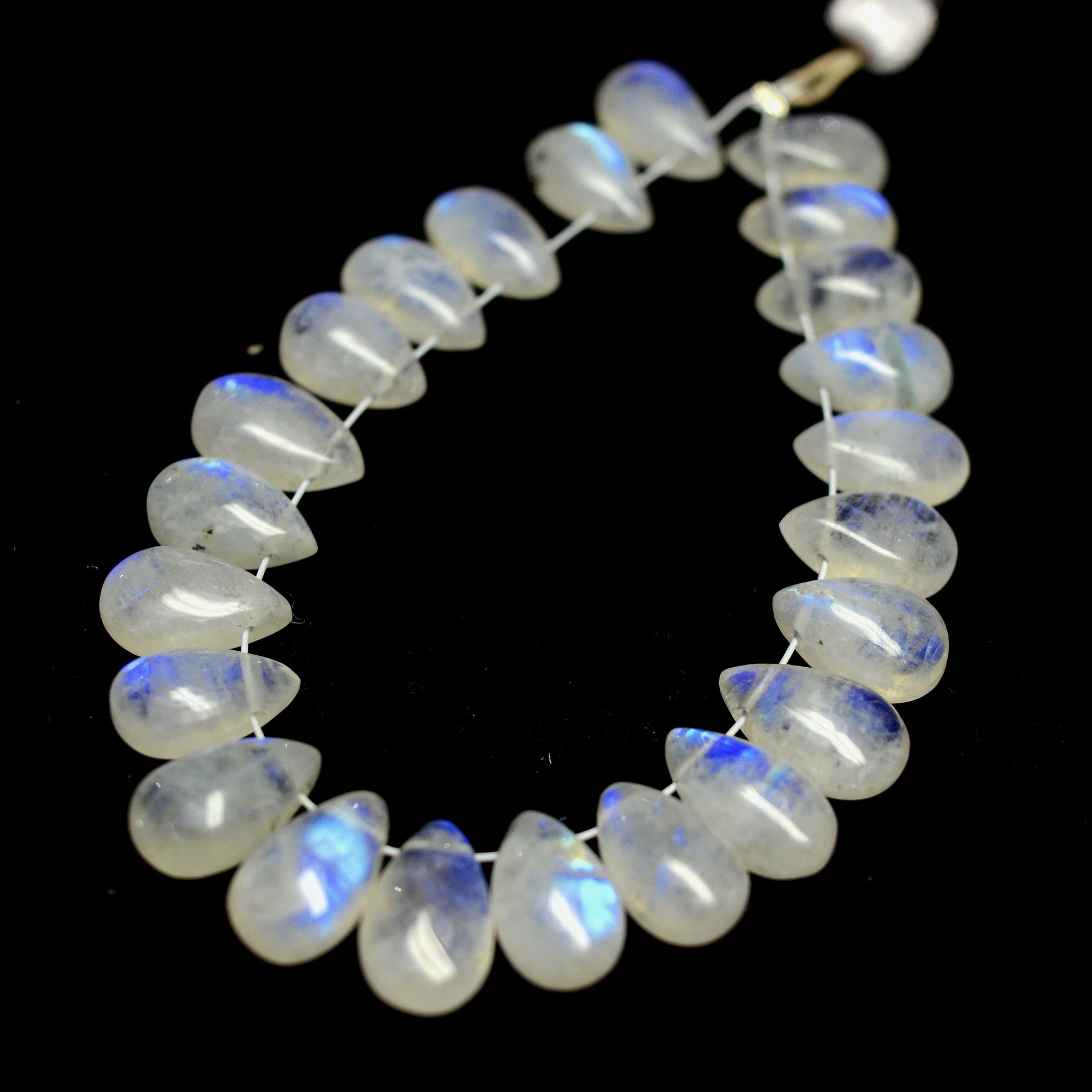 23 Pcs 53 Cts Natural Rainbow Moonstone Briolette AAA Quality Side Drill Loose Gemstone Gift For Her DIY Supplies 9x5-11x6mm R-13578