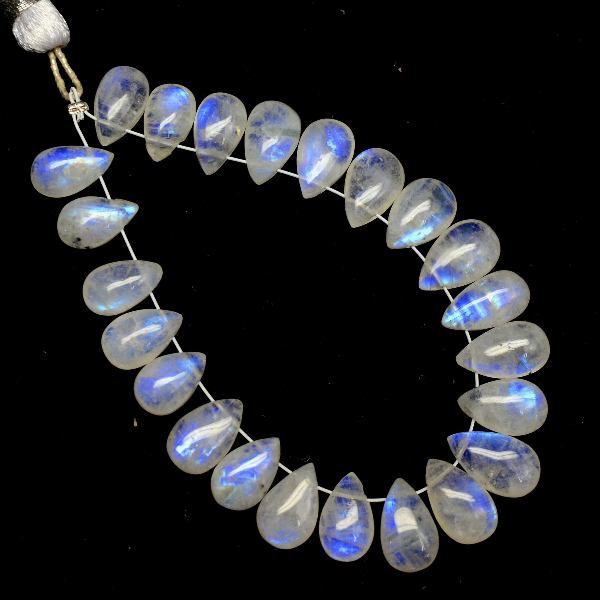 23 Pcs 53 Cts Natural Rainbow Moonstone Briolette AAA Quality Side Drill Loose Gemstone Gift For Her DIY Supplies 9x5-11x6mm R-13578
