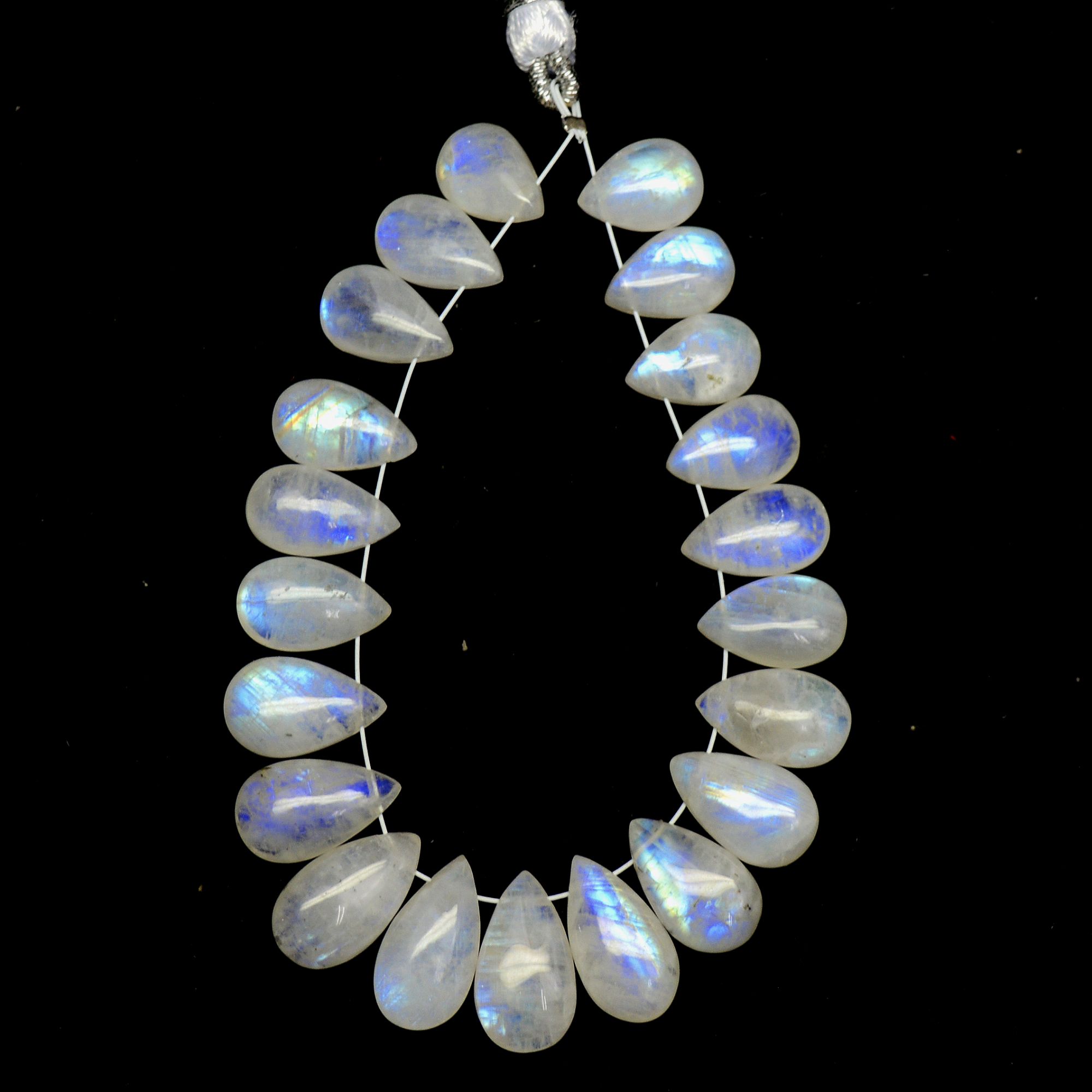 21 Pcs 91 Cts Natural Rainbow Moonstone Briolette AAA Quality Side Drill Loose Gemstone Gift For Her DIY Supplies 11x8-15x8mm R-13580