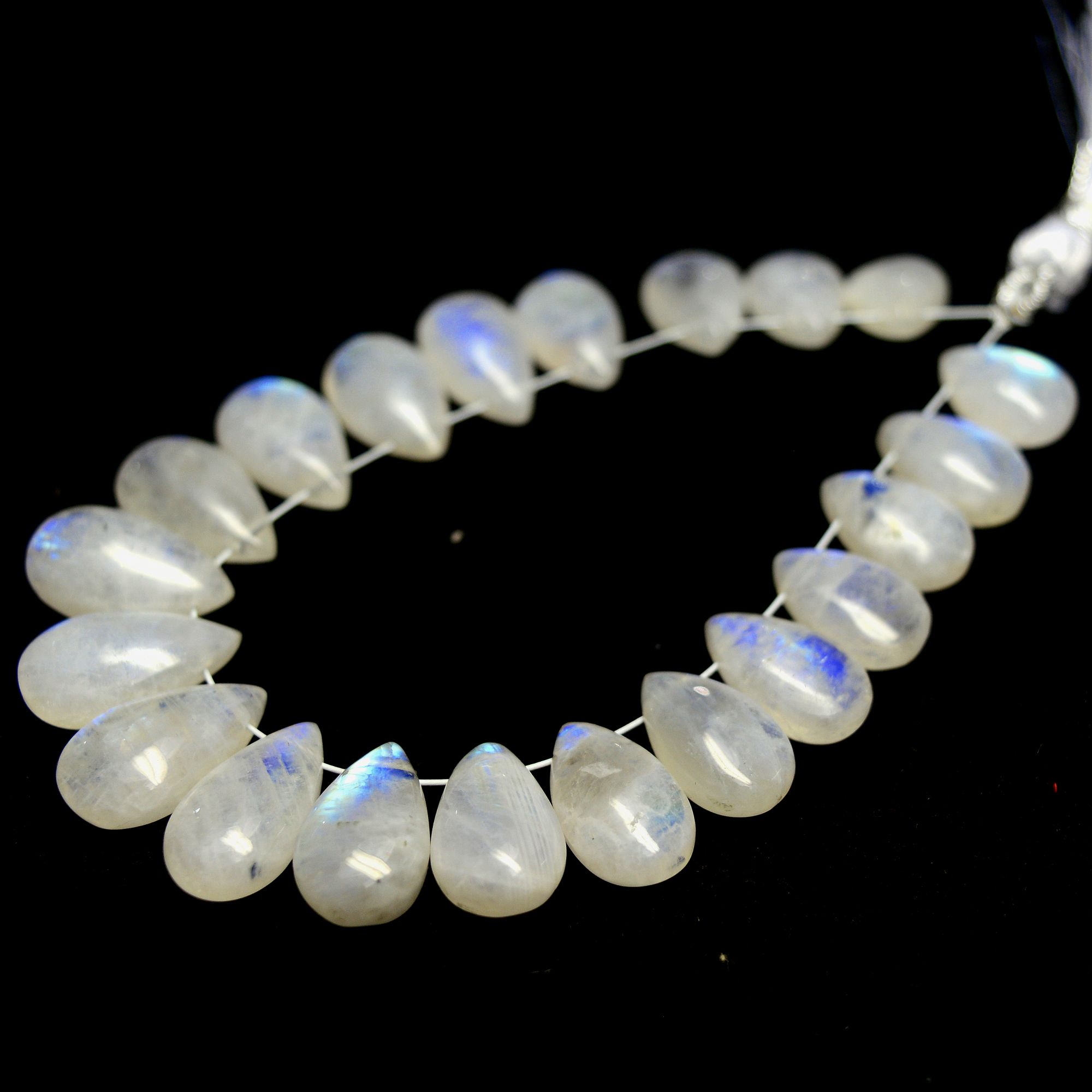 21 Pcs 91 Cts Natural Rainbow Moonstone Briolette AAA Quality Side Drill Loose Gemstone Gift For Her DIY Supplies 11x8-15x8mm R-13580