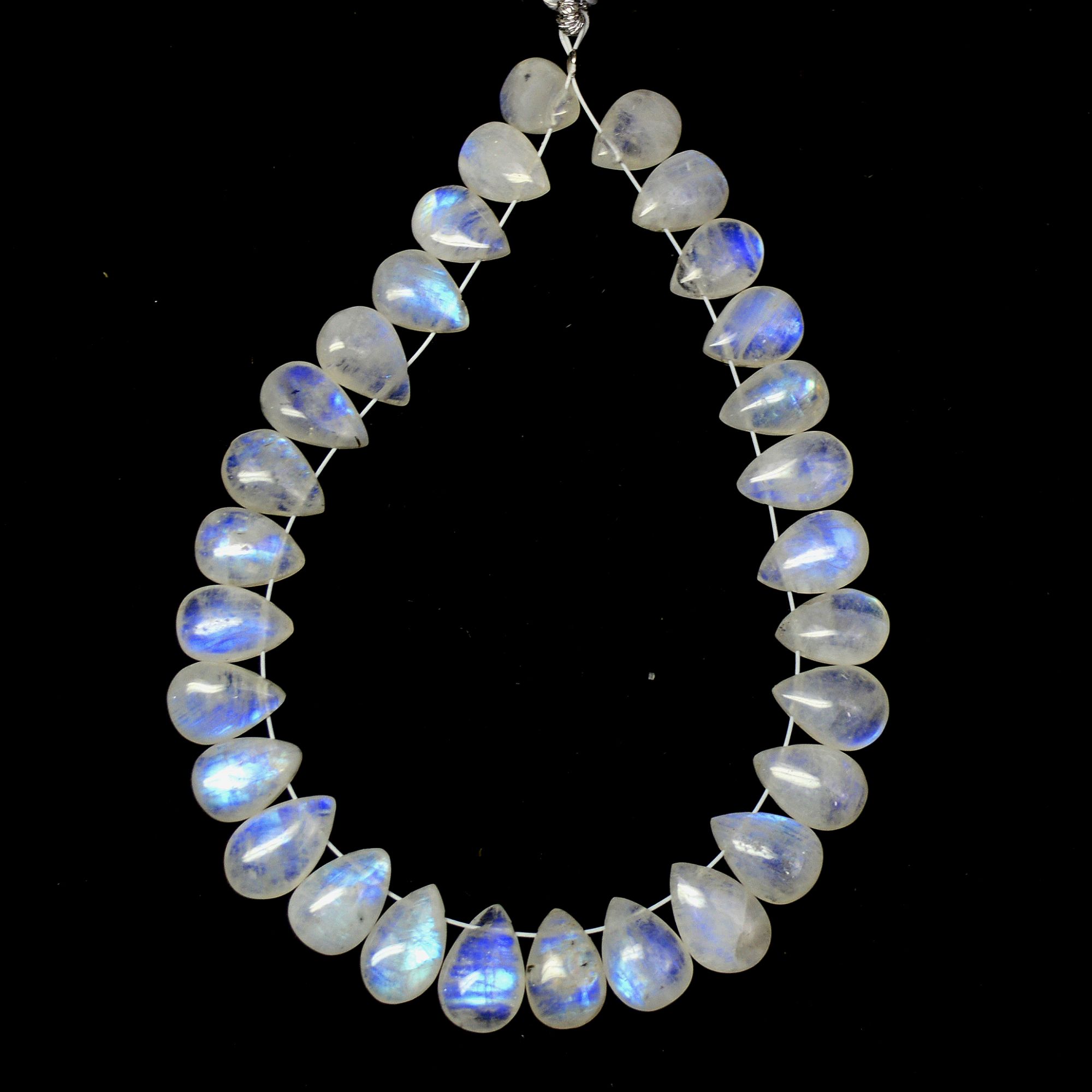 29 Pcs 73 Cts Natural Rainbow Moonstone Briolette AAA Quality Side Drill Loose Gemstone Gift For Her DIY Supplies 9x6-11x7mm R-13581