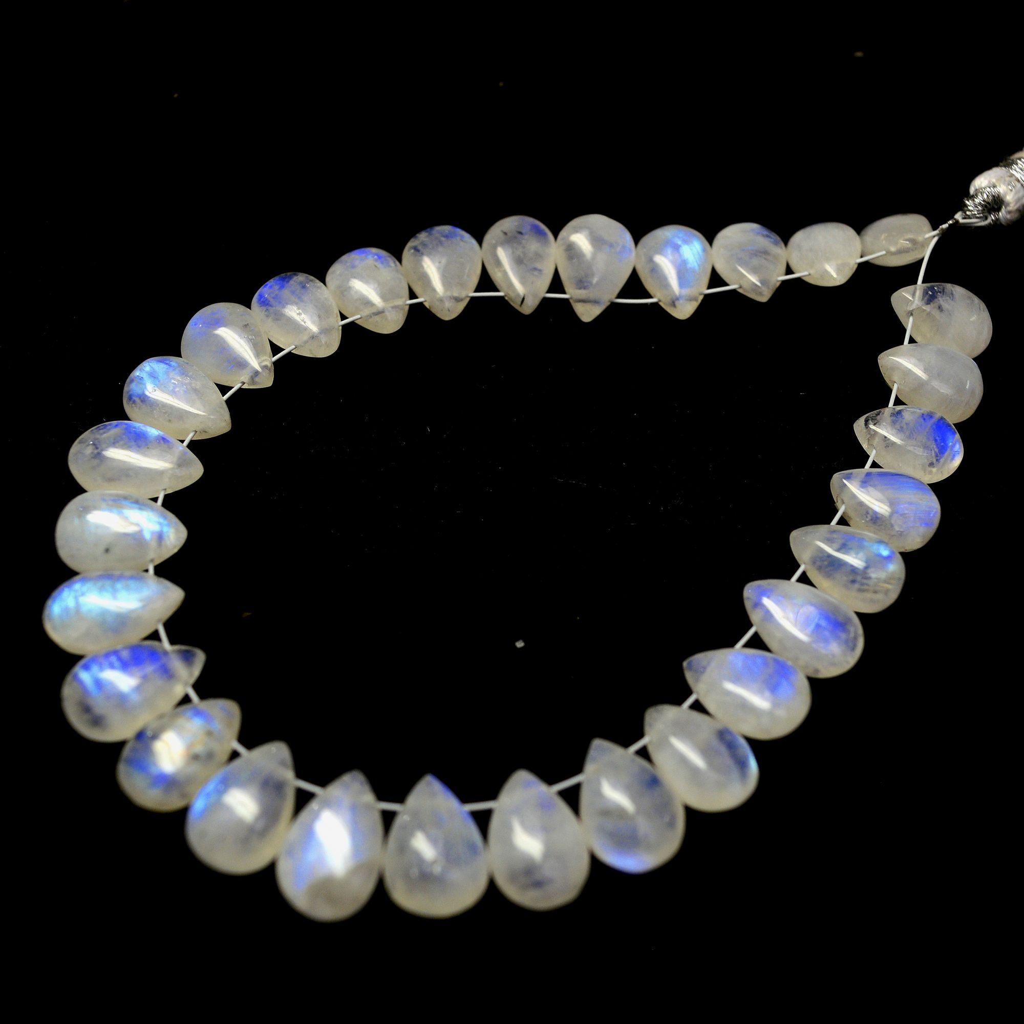 29 Pcs 73 Cts Natural Rainbow Moonstone Briolette AAA Quality Side Drill Loose Gemstone Gift For Her DIY Supplies 9x6-11x7mm 13581