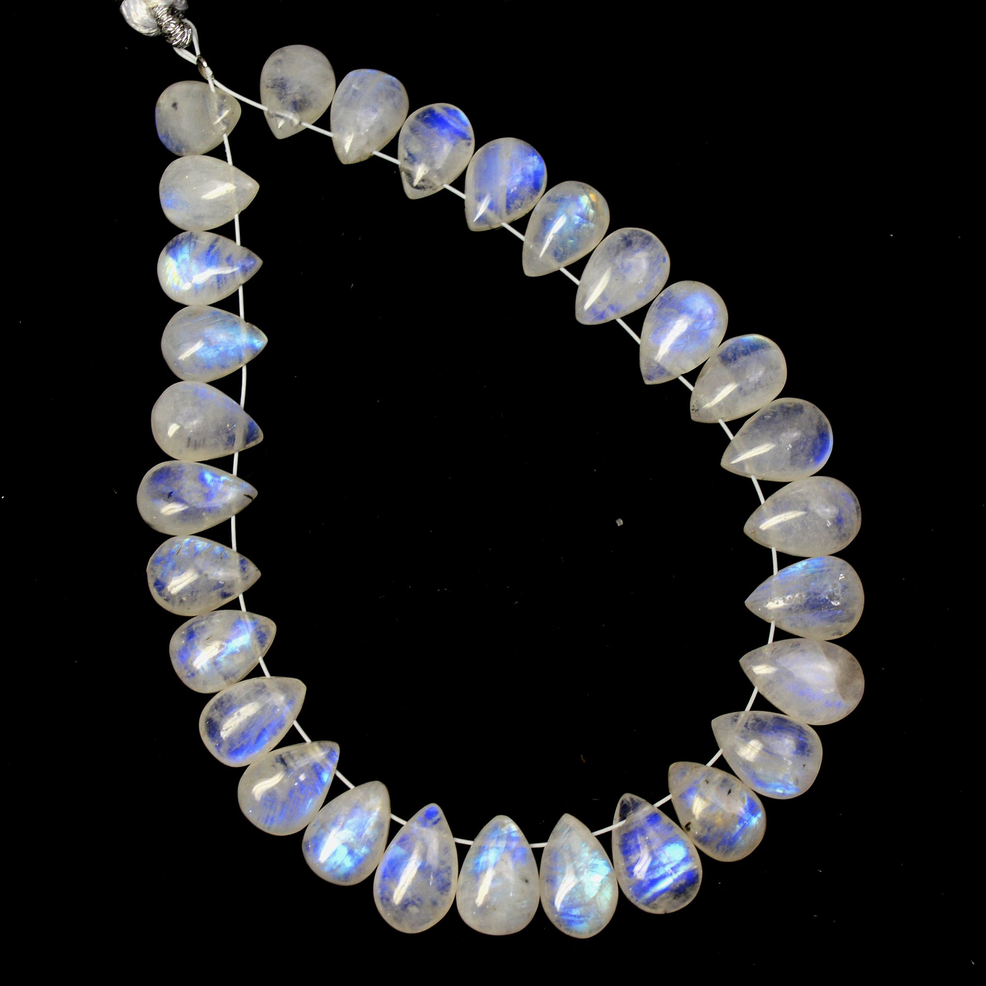 29 Pcs 73 Cts Natural Rainbow Moonstone Briolette AAA Quality Side Drill Loose Gemstone Gift For Her DIY Supplies 9x6-11x7mm R-13581