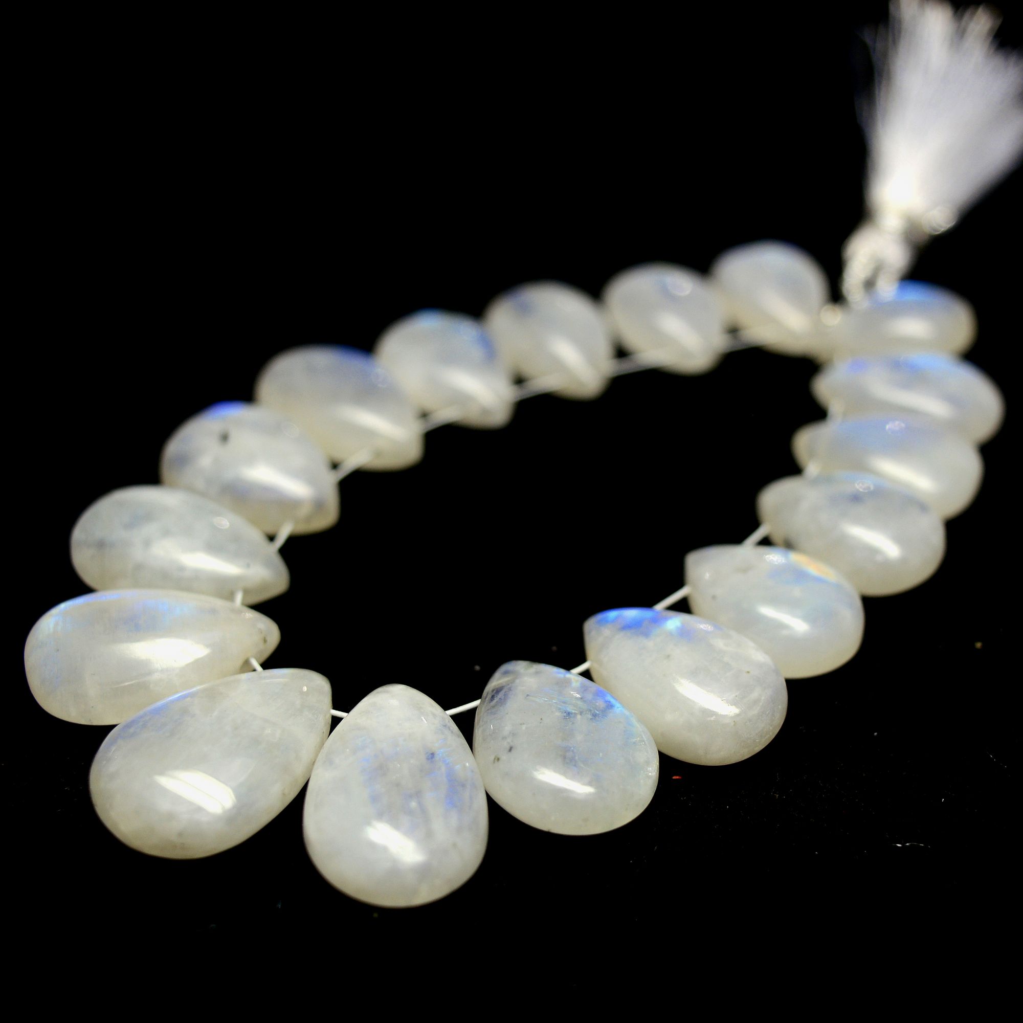 17 Pcs 157 Cts Natural Rainbow Moonstone Briolette AAA Quality Side Drill Loose Gemstone Gift For Her DIY Supplies 14x9-20x12mm 13582