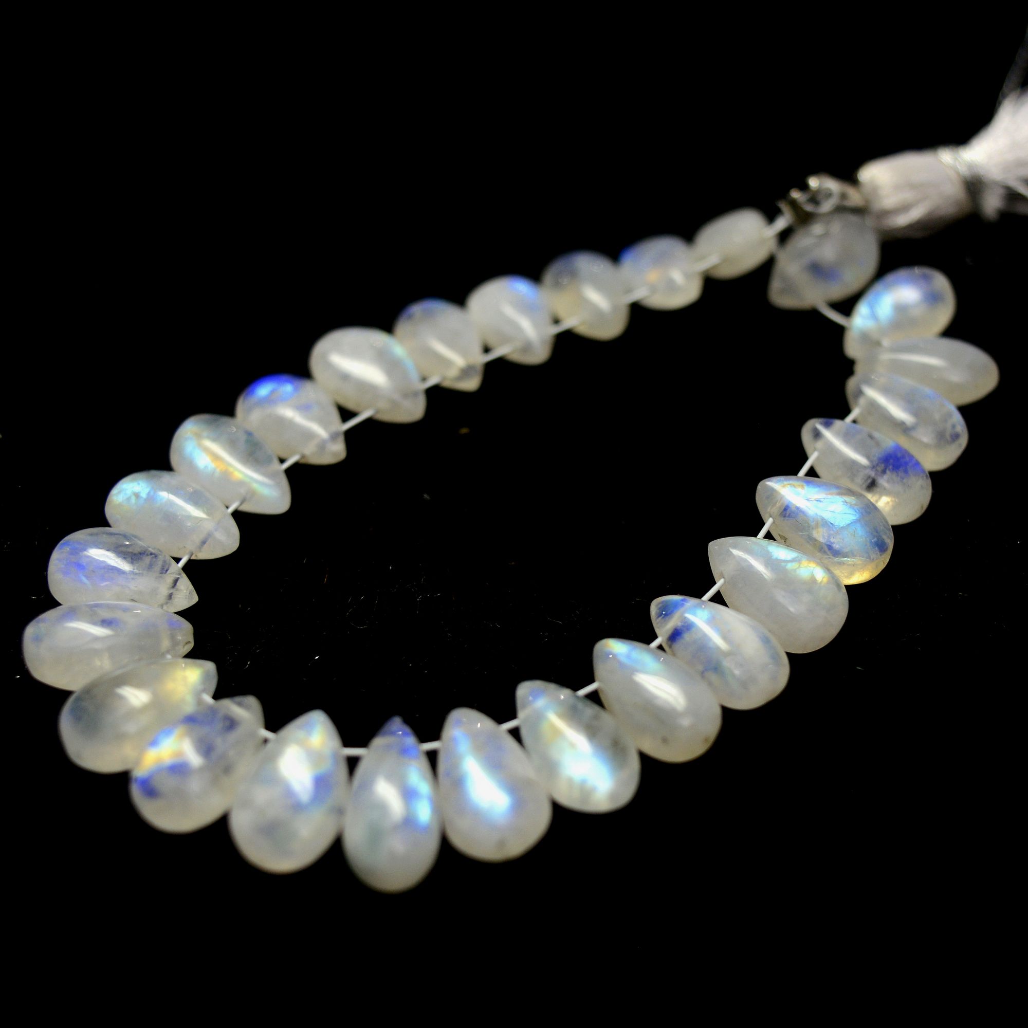 26 Pcs 57 Cts Natural Rainbow Moonstone Briolette AAA Quality Side Drill Loose Gemstone Gift For Her DIY Supplies 8x5-11x5mm R-13587