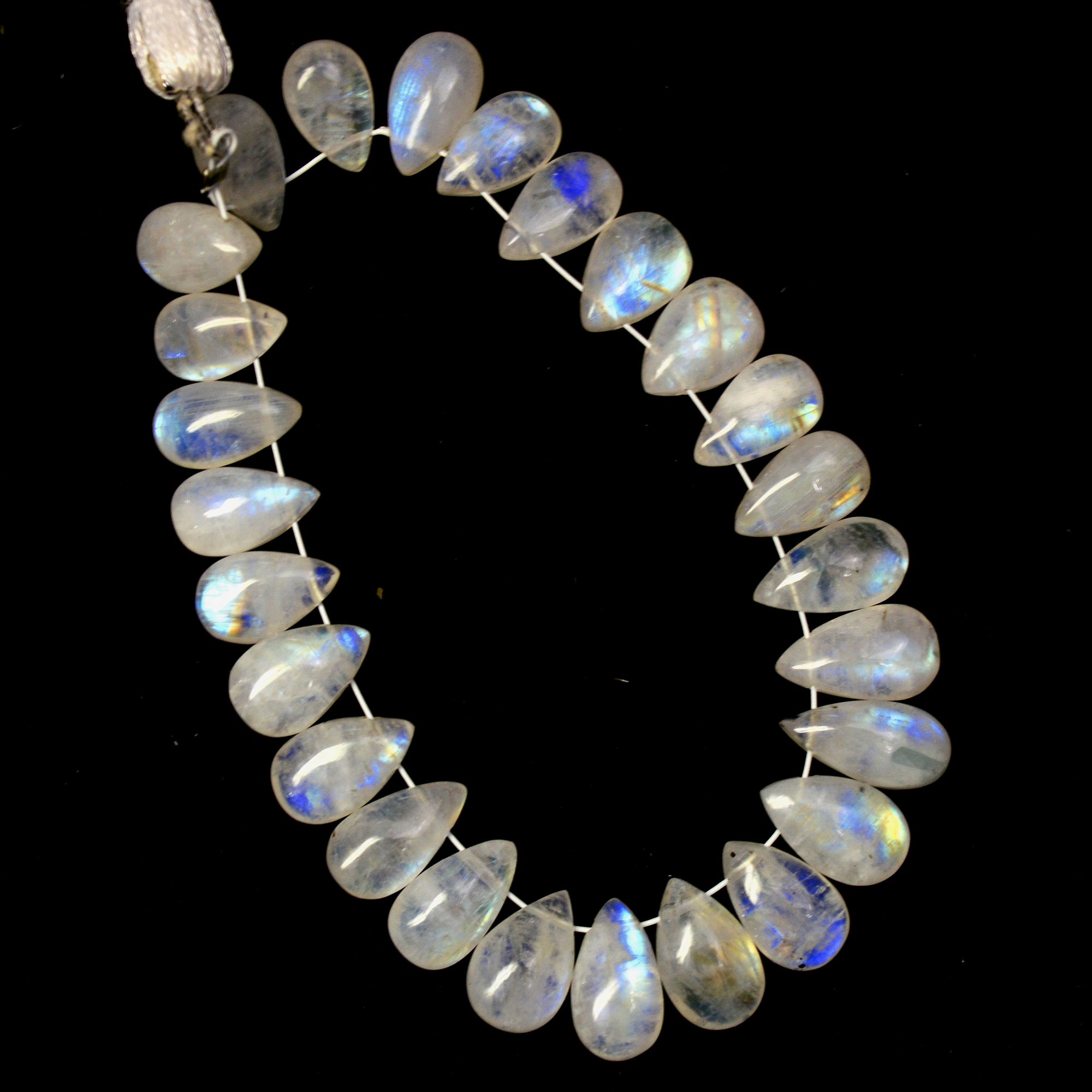 26 Pcs 57 Cts Natural Rainbow Moonstone Briolette AAA Quality Side Drill Loose Gemstone Gift For Her DIY Supplies 8x5-11x5mm 13587