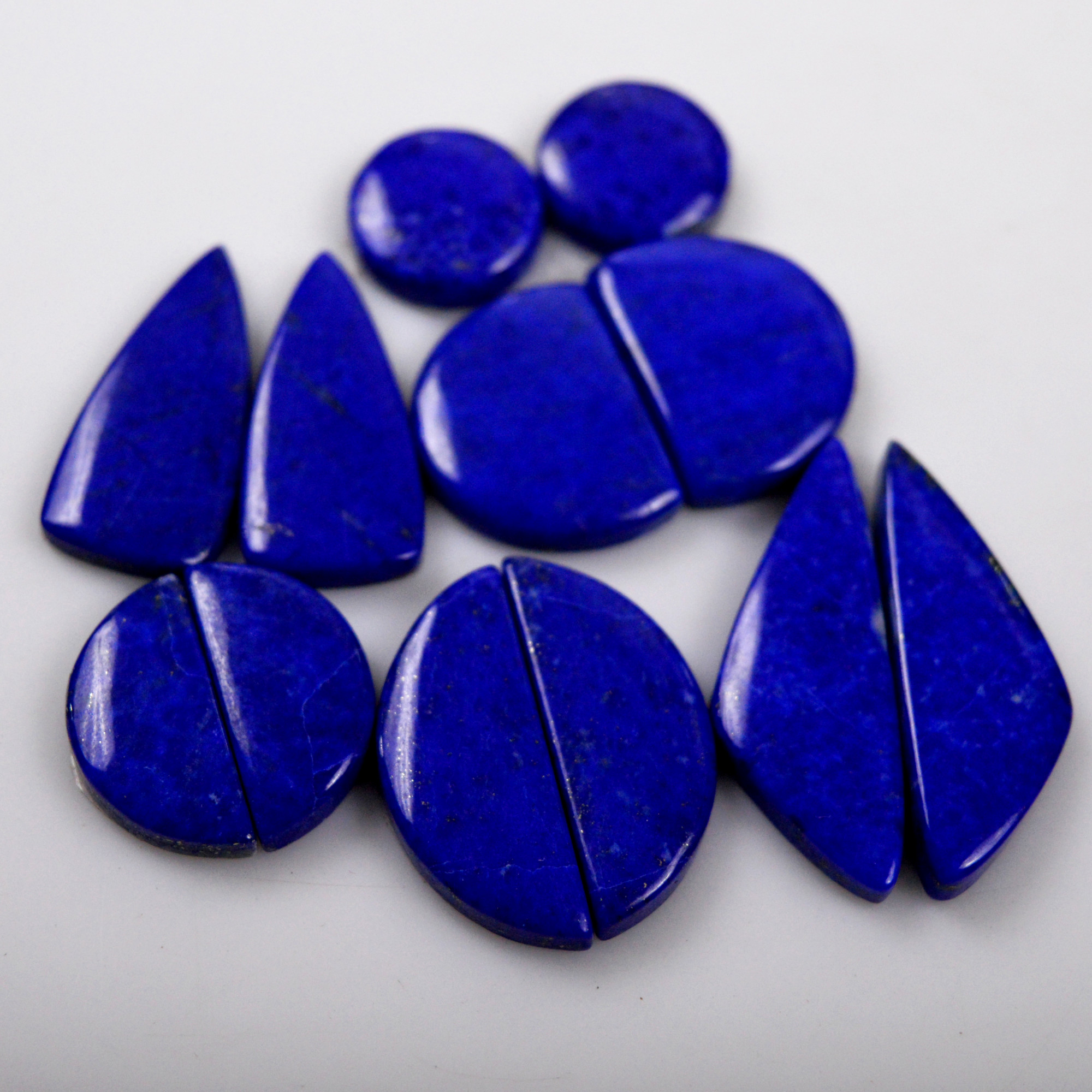 6 Pair 133 Cts Natural Lapis Lazuli Cabochon Gemstone Pairs 15x10-31x11mm 13678