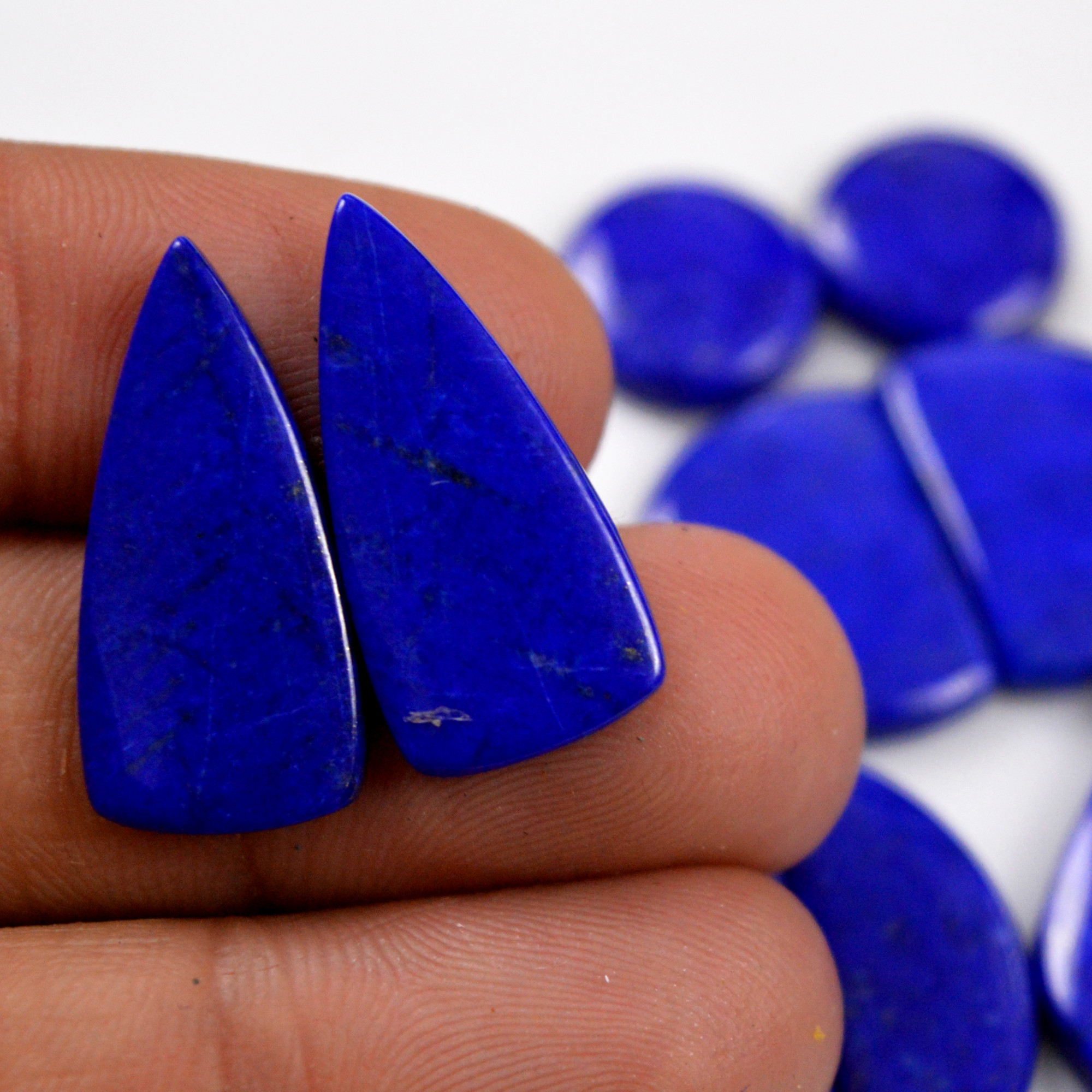 6 Pair 133 Cts Natural Lapis Lazuli Cabochon Gemstone Pairs 15x10-31x11mm 13678