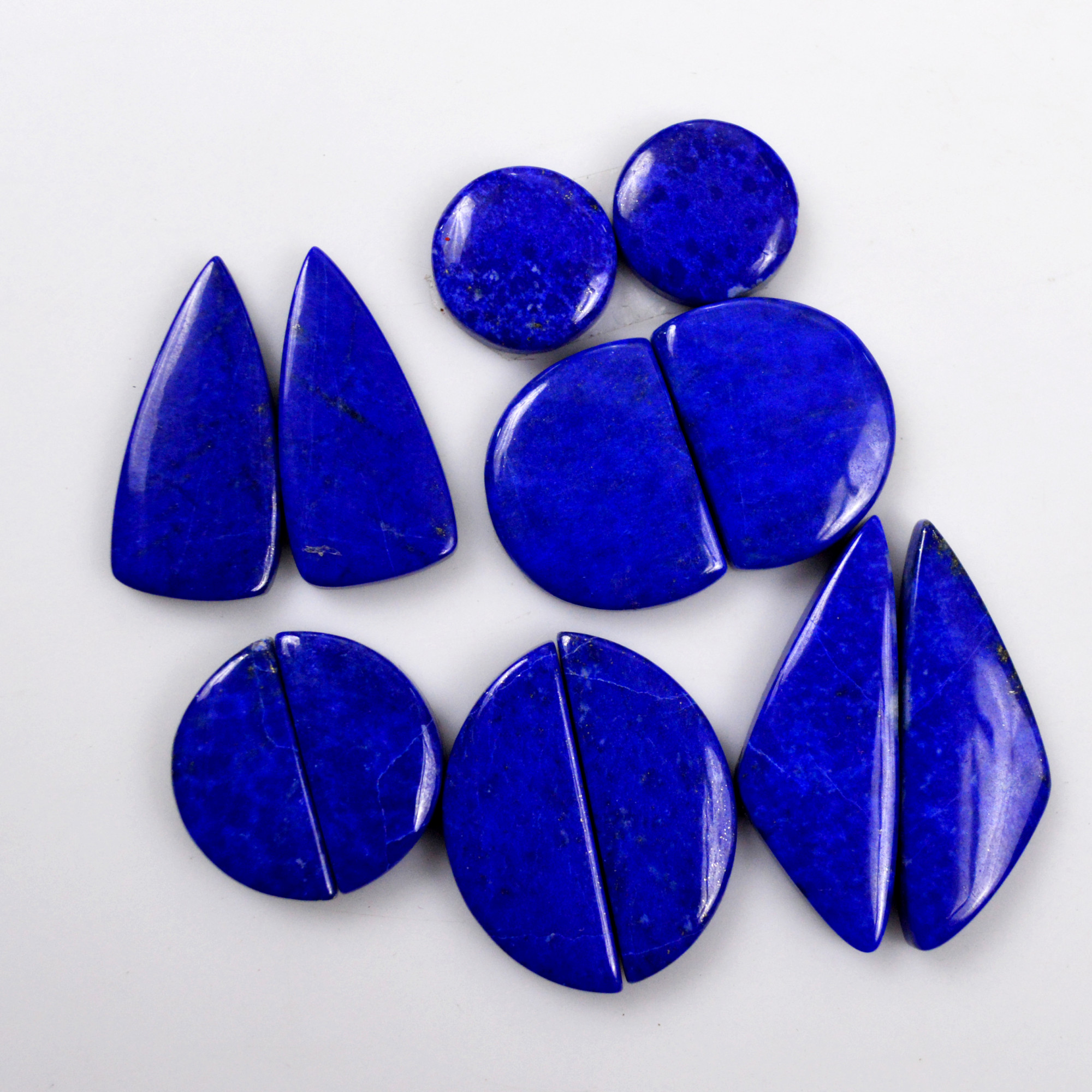 6 Pair 133 Cts Natural Lapis Lazuli Cabochon Gemstone Pairs 15x10-31x11mm 13678