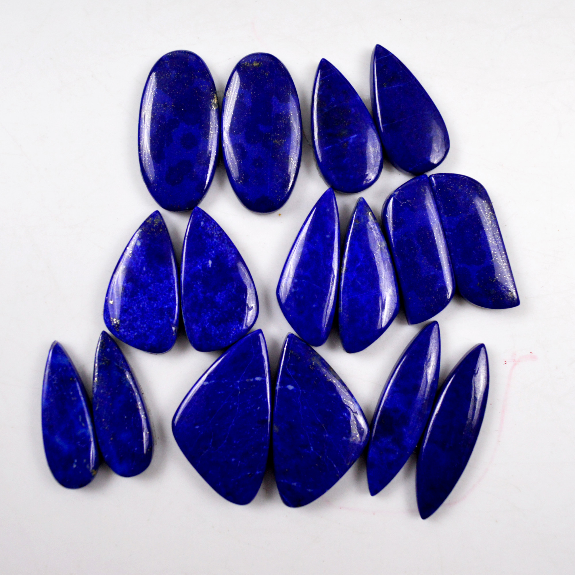 8 Pair 161 Cts Natural Lapis Lazuli Cabochon Gemstone Pairs 21x8-26x15mm 13682