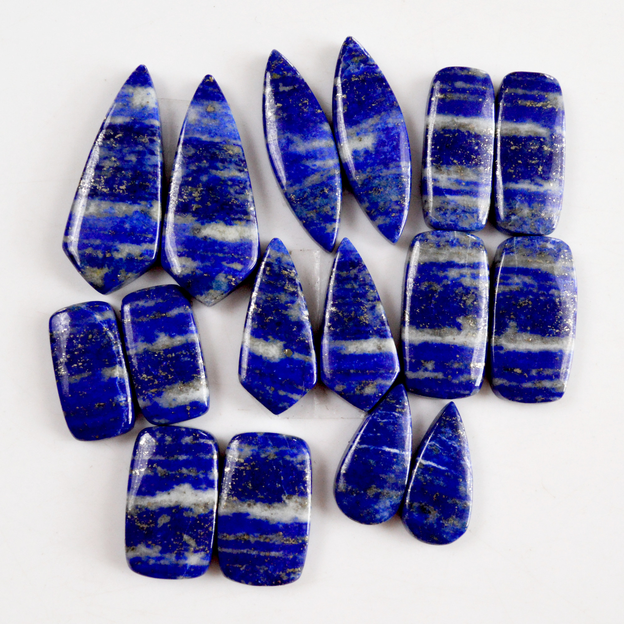 8 Pair 194Cts Natural Lapis Lazuli Cabochon Gemstone Pairs 19x9-32x12mm 13699
