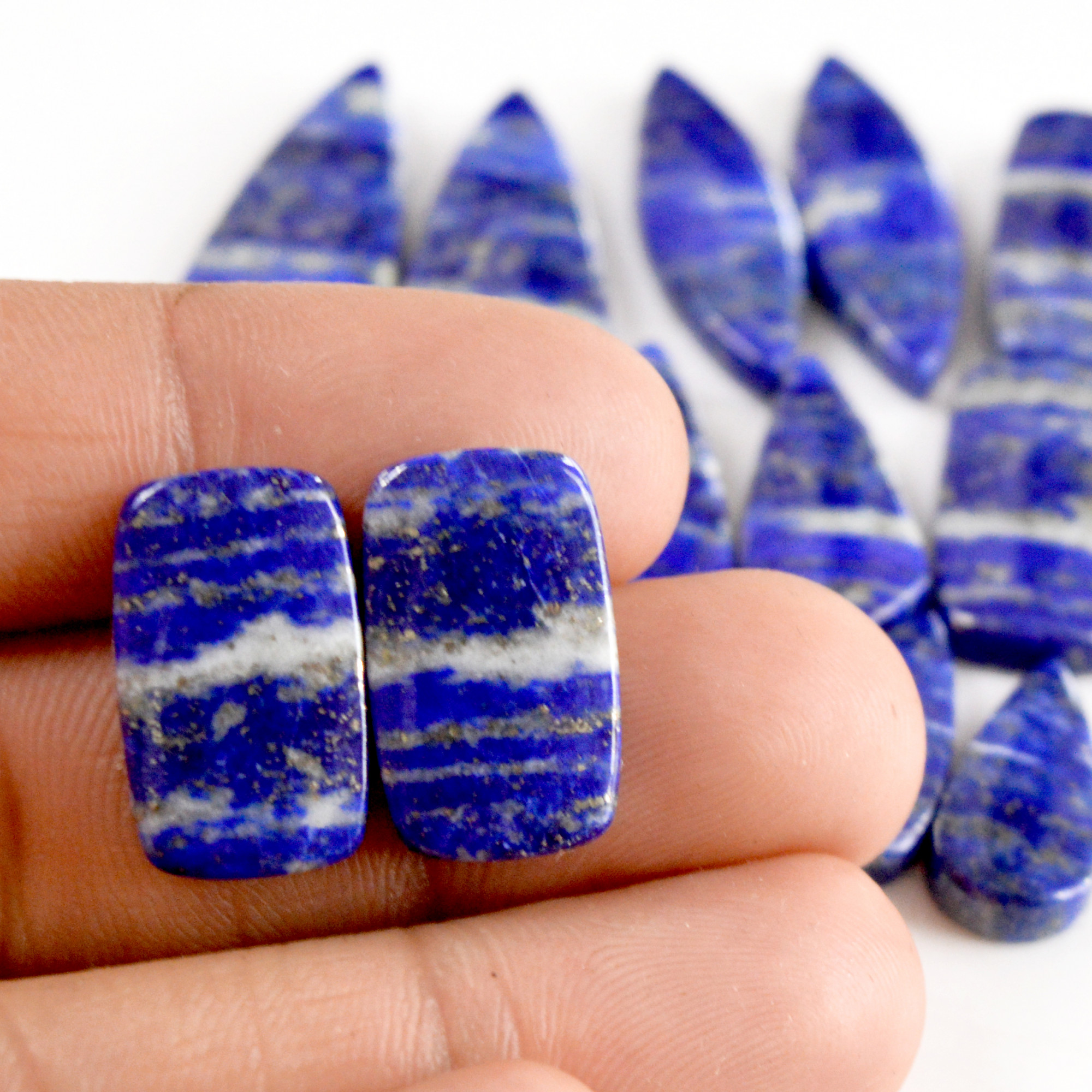 8 Pair 194Cts Natural Lapis Lazuli Cabochon Gemstone Pairs 19x9-32x12mm 13699