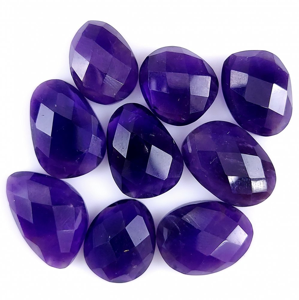 9Pcs 93Cts. Natural Amethyst Faceted Cabochon Loose Gemstone For Jewelry#137