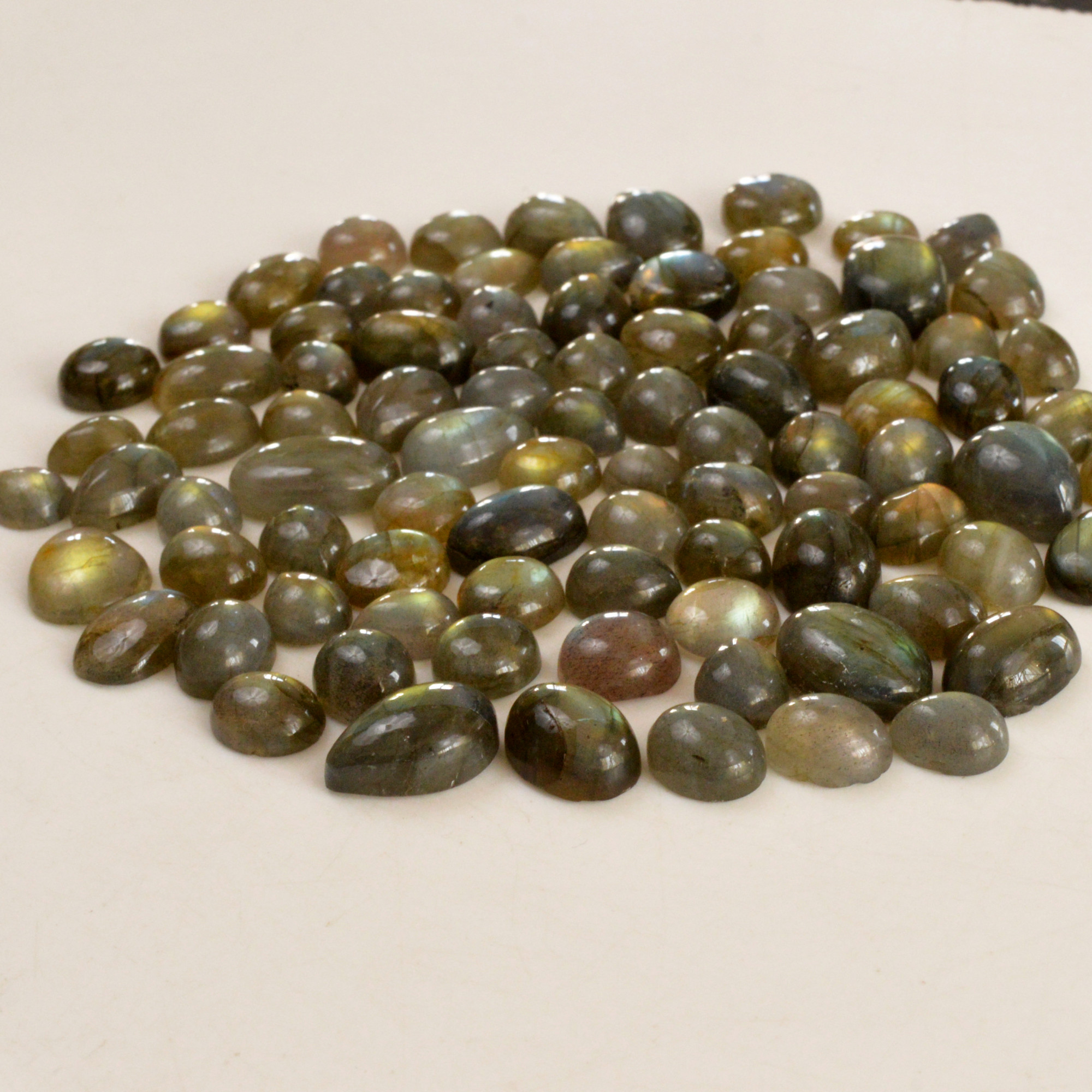 89 Pcs 415 Cts Natural Labradorite Cabochon Loose Gemstone Jewelry Semi-Precious Healing Crystal Lots 8x6 17x11mm R-13715