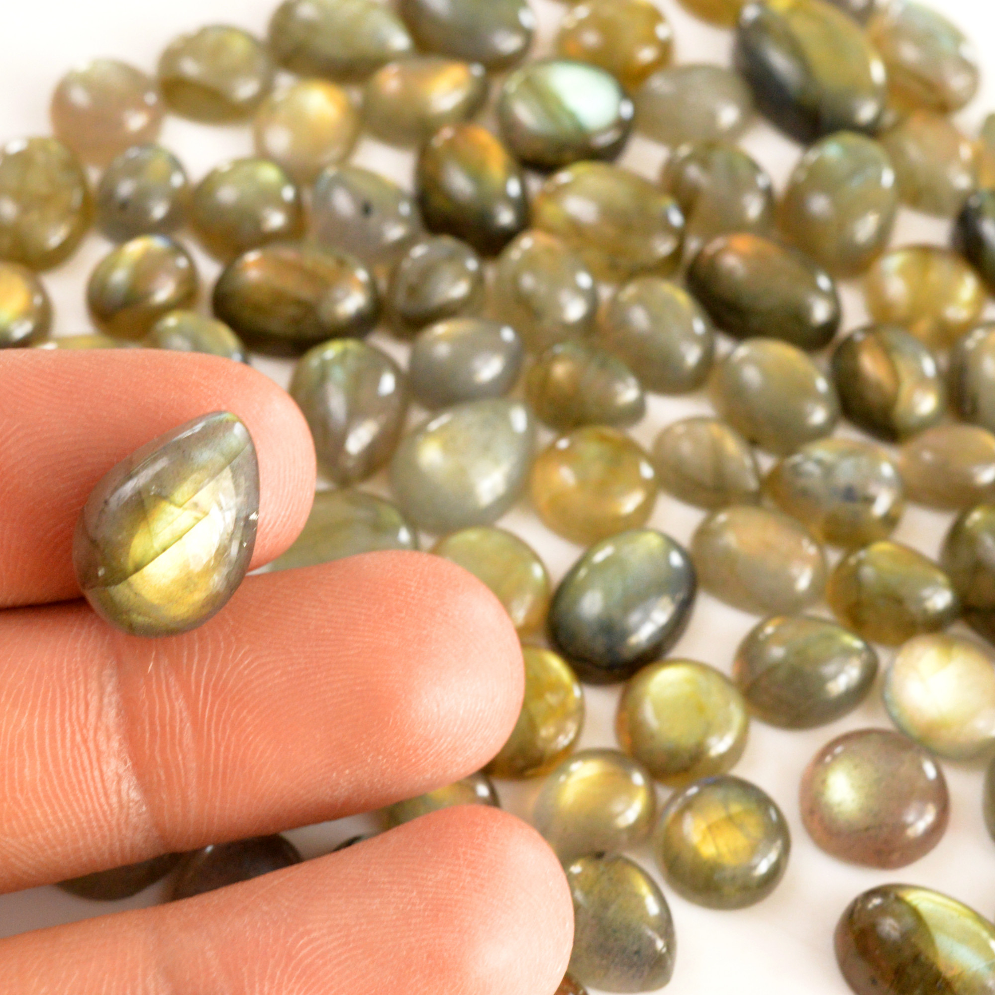 89 Pcs 415 Cts Natural Labradorite Cabochon Loose Gemstone Jewelry Semi-Precious Healing Crystal Lots 8x6 17x11mm R-13715