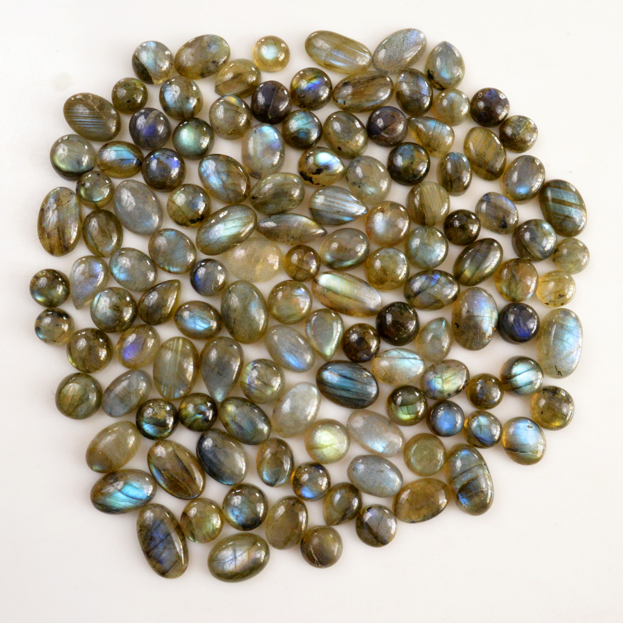 121 Pcs 440 Cts Natural Labradorite Cabochon Loose Gemstone Jewelry Semi-Precious Healing Crystal Lots 8x8 15x13mm R-13716