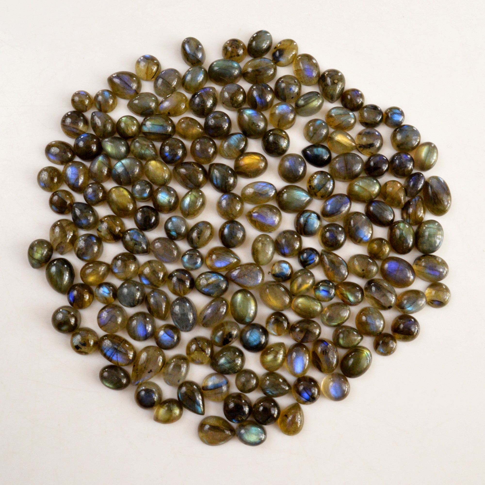 163 Pcs 294 Cts Natural Labradorite Cabochon Loose Gemstone Jewelry Semi-Precious Healing Crystal Lots 5x5 10x4mm R-13717
