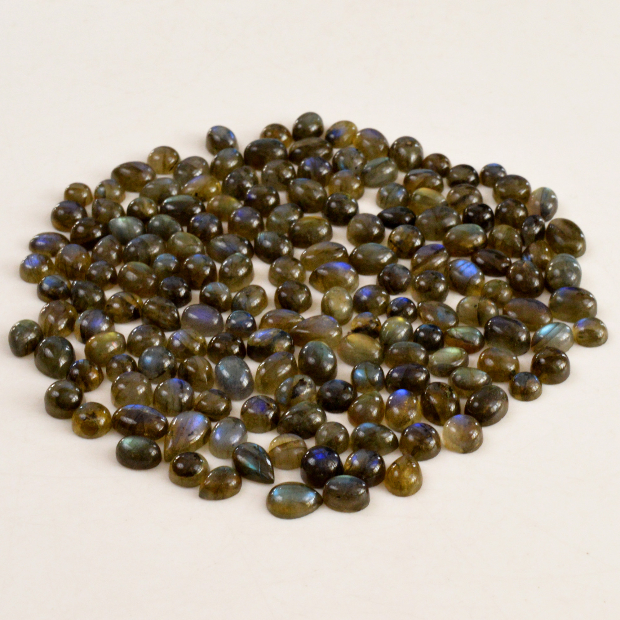 163 Pcs 294 Cts Natural Labradorite Cabochon Loose Gemstone Jewelry Semi-Precious Healing Crystal Lots 5x5 10x4mm R-13717