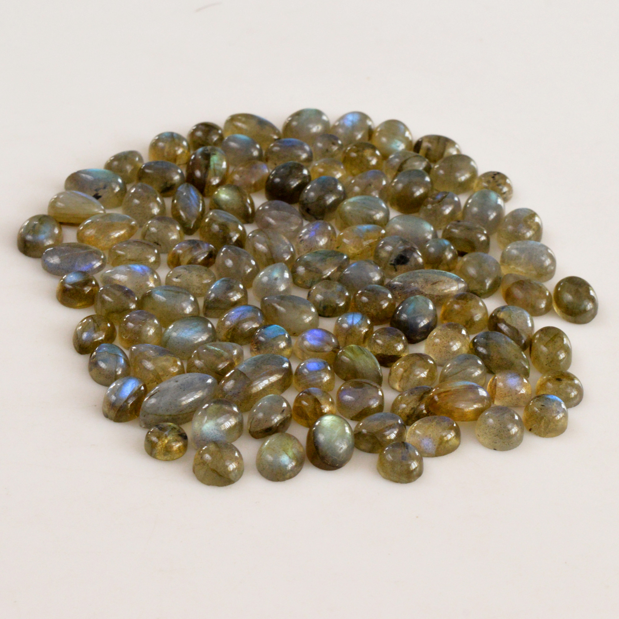 106 Pcs 206 Cts  Natural Labradorite Cabochon Loose Gemstone Jewelry Semi-Precious Healing Crystal Lots 6x6 14x10mm R-13718