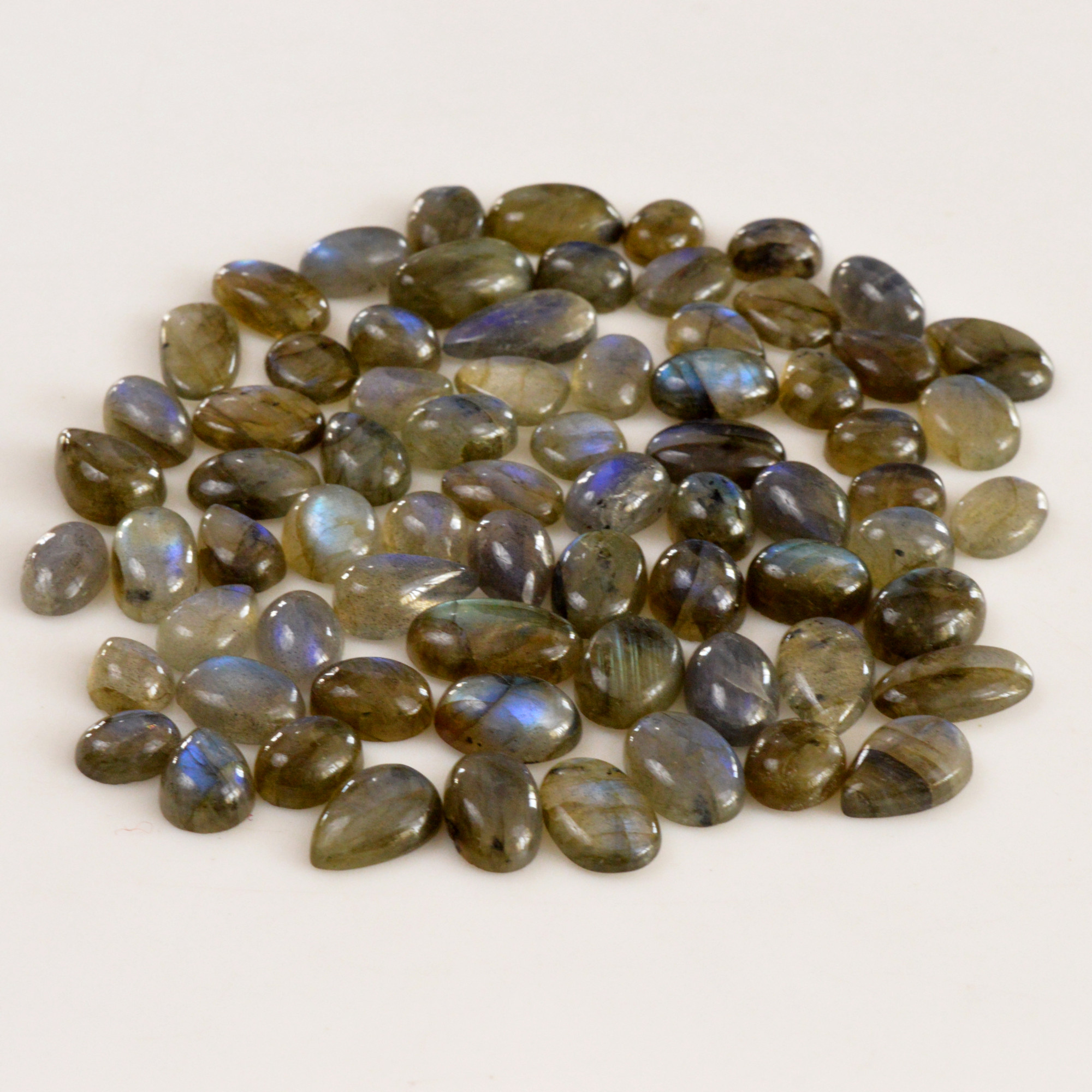 71 Pcs 275 Cts  Natural Labradorite Cabochon Loose Gemstone Jewelry Semi-Precious Healing Crystal Lots 9x9 16x9mm R-13720