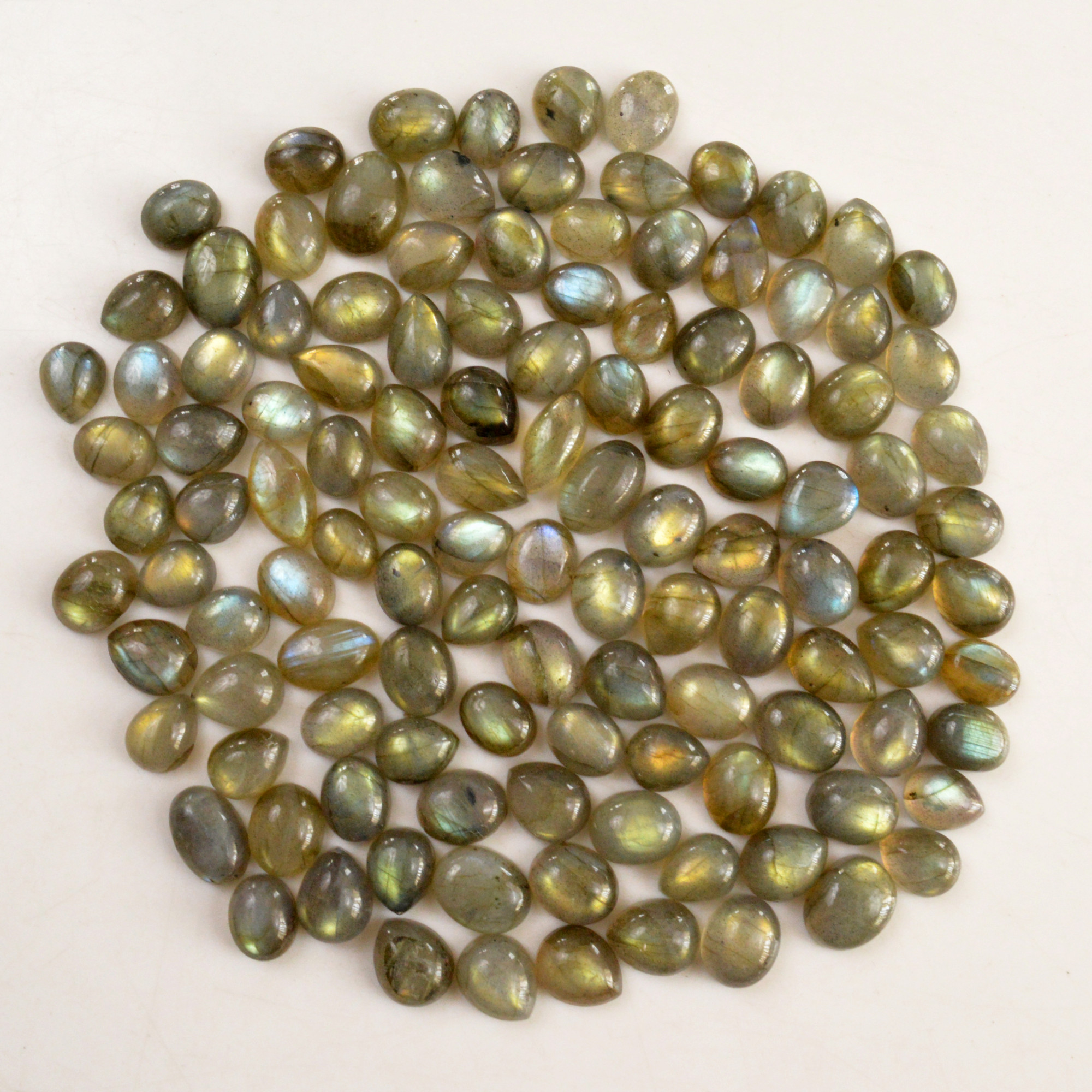 119 Pcs 447 Cts Natural Labradorite Cabochon Loose Gemstone Jewelry Semi-Precious Healing Crystal Lots 9x7 13x9mm R-13721