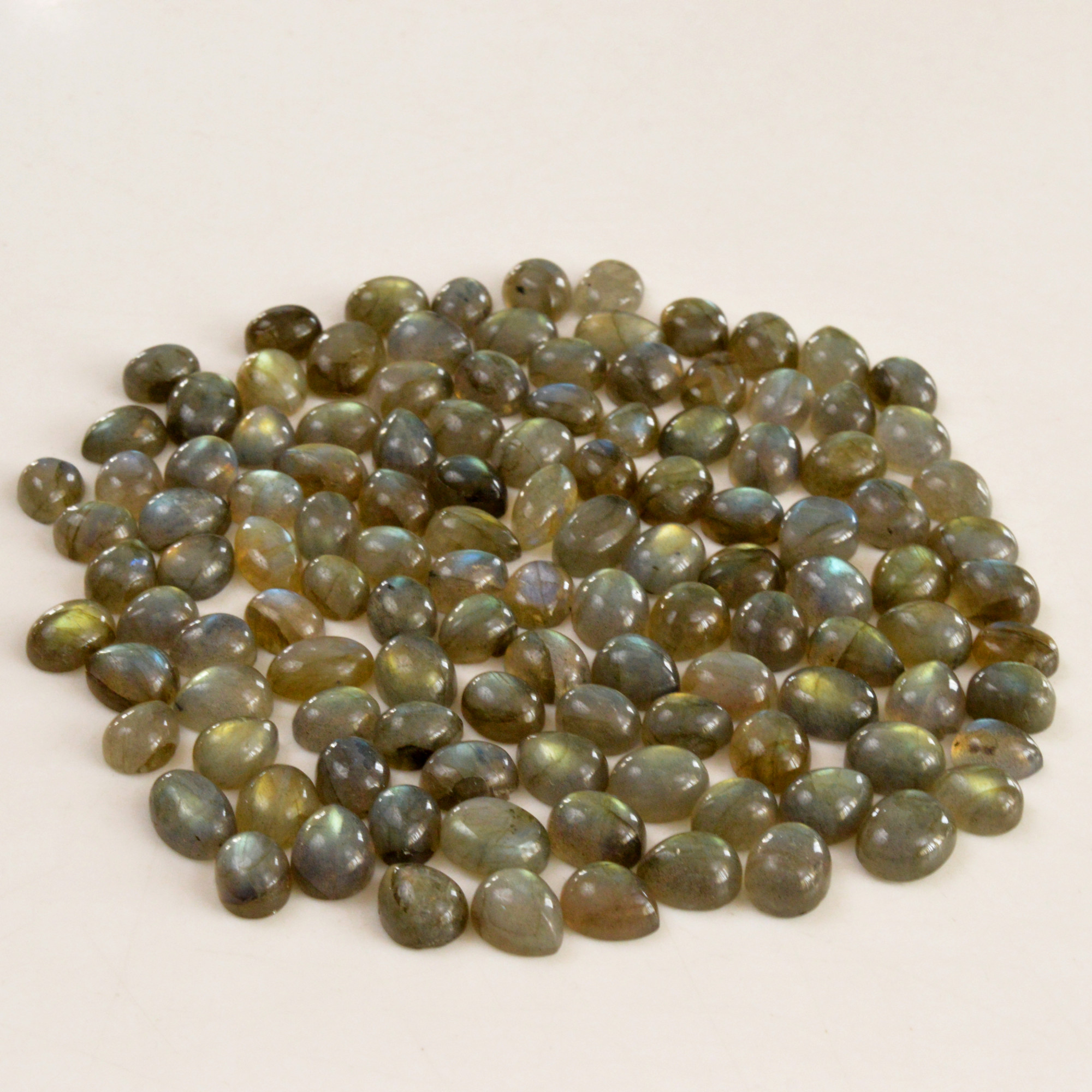 119 Pcs 447 Cts Natural Labradorite Cabochon Loose Gemstone Jewelry Semi-Precious Healing Crystal Lots 9x7 13x9mm R-13721