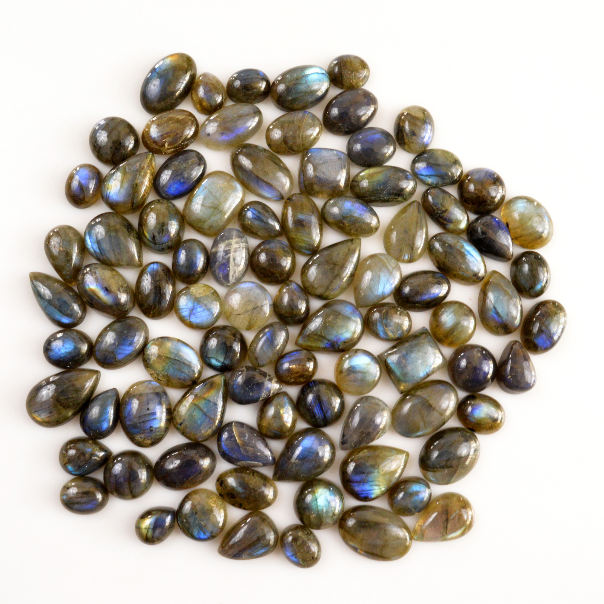 87 Pcs 427 Cts Natural Labradorite Cabochon Loose Gemstone Jewelry Semi-Precious Healing Crystal Lots 9x7 16x11mm R-13722