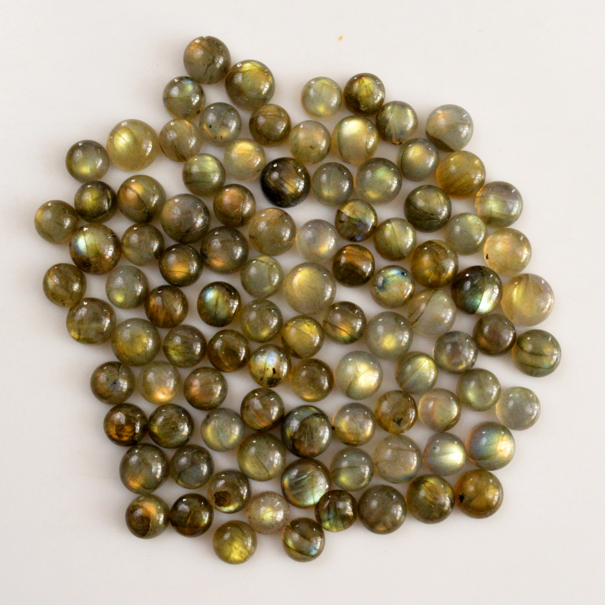 96 Pcs 269 Cts  Natural Labradorite Cabochon Loose Gemstone Jewelry Semi-Precious Healing Crystal Lots 7x7 9x9mm R-13724