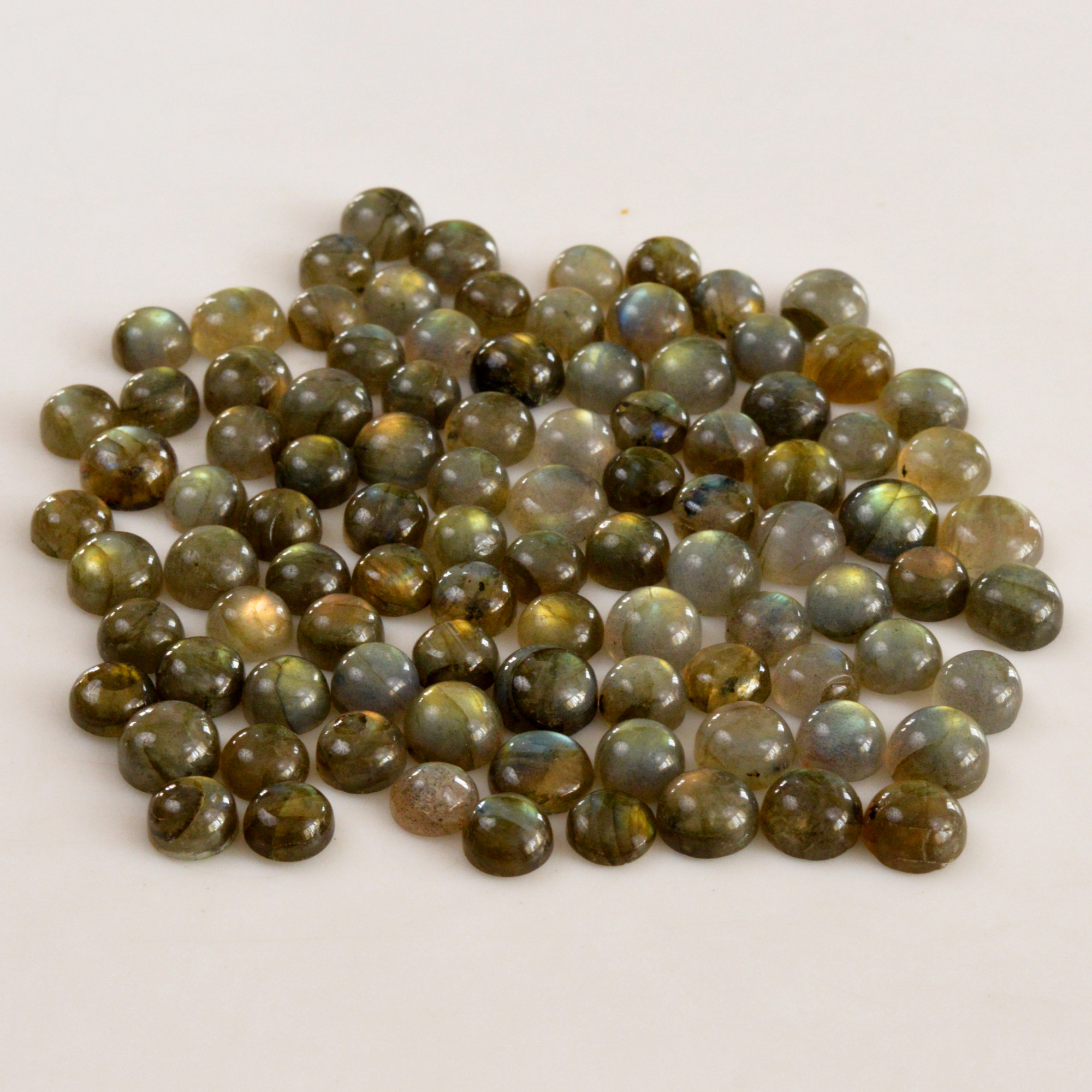 96 Pcs 269 Cts  Natural Labradorite Cabochon Loose Gemstone Jewelry Semi-Precious Healing Crystal Lots 7x7 9x9mm R-13724