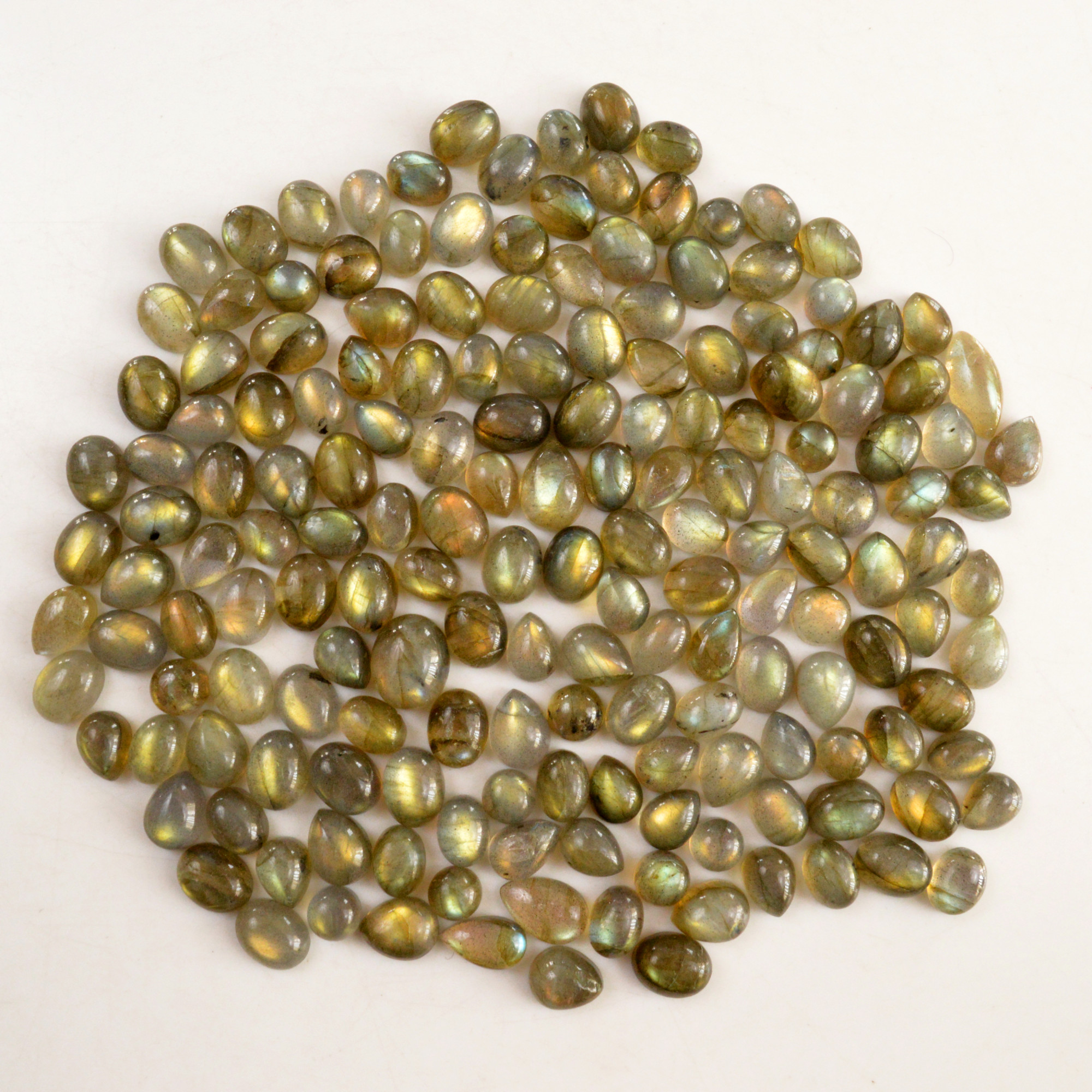 174 Pcs 351 Cts Natural Labradorite Cabochon Loose Gemstone Jewelry Semi-Precious Healing Crystal Lots 6x6 11x9mm R-13725