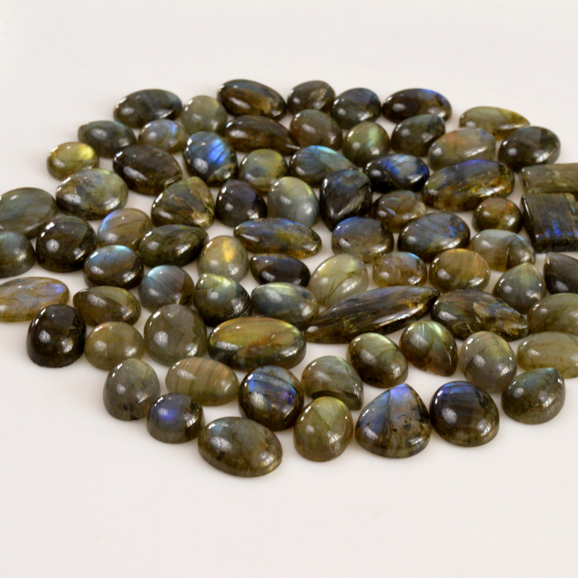76 Pcs 805 Cts  Natural Labradorite Cabochon Loose Gemstone Jewelry Semi-Precious Healing Crystal Lots 10x10 33x17mm R-13726