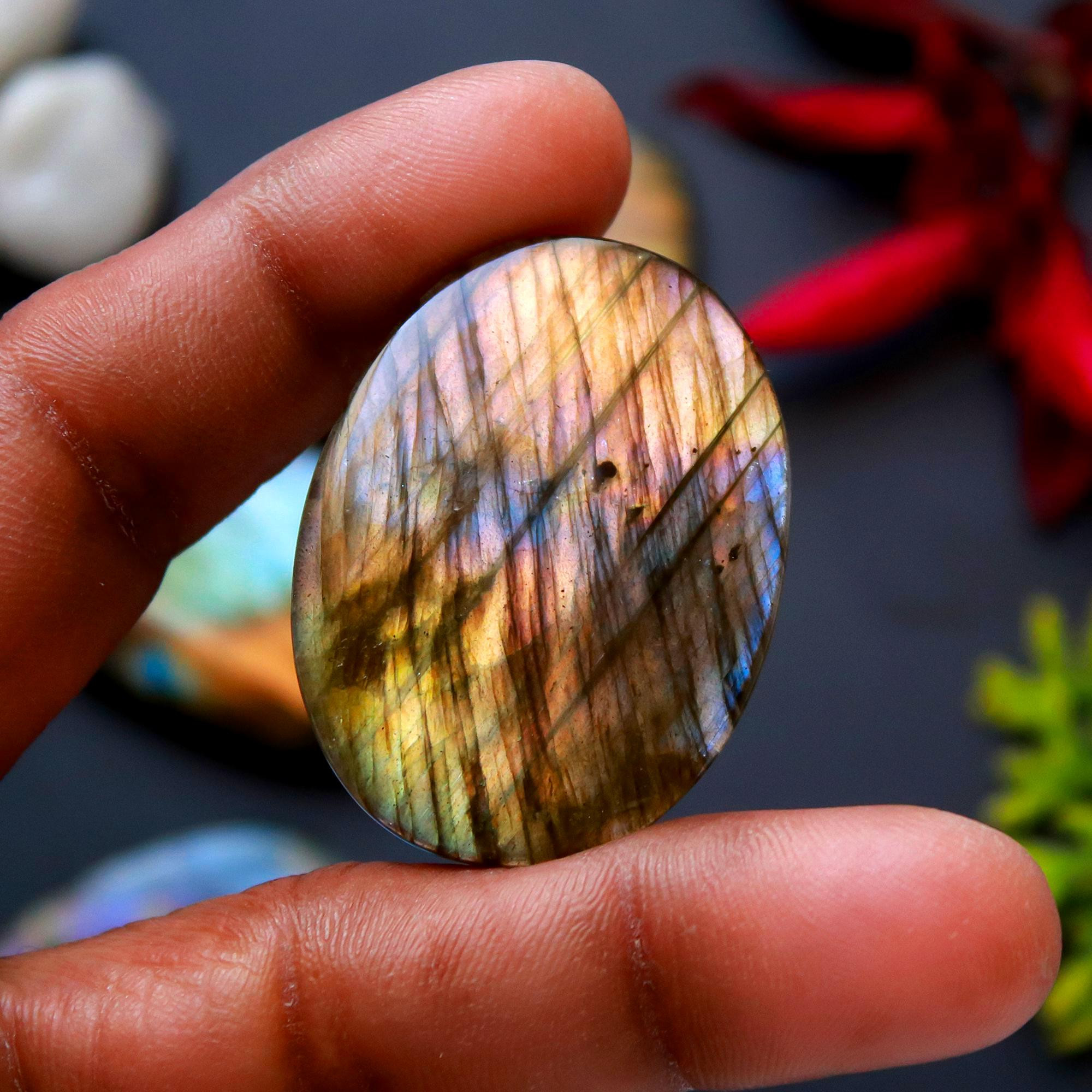 4 Pcs 198 Cts Natural Blue Labradorite Gemstone Cabochon Semi Precious Wholesale Lot Handmade Jewelry Making Supplies Pendant For Her 50x24 38x24mm13794