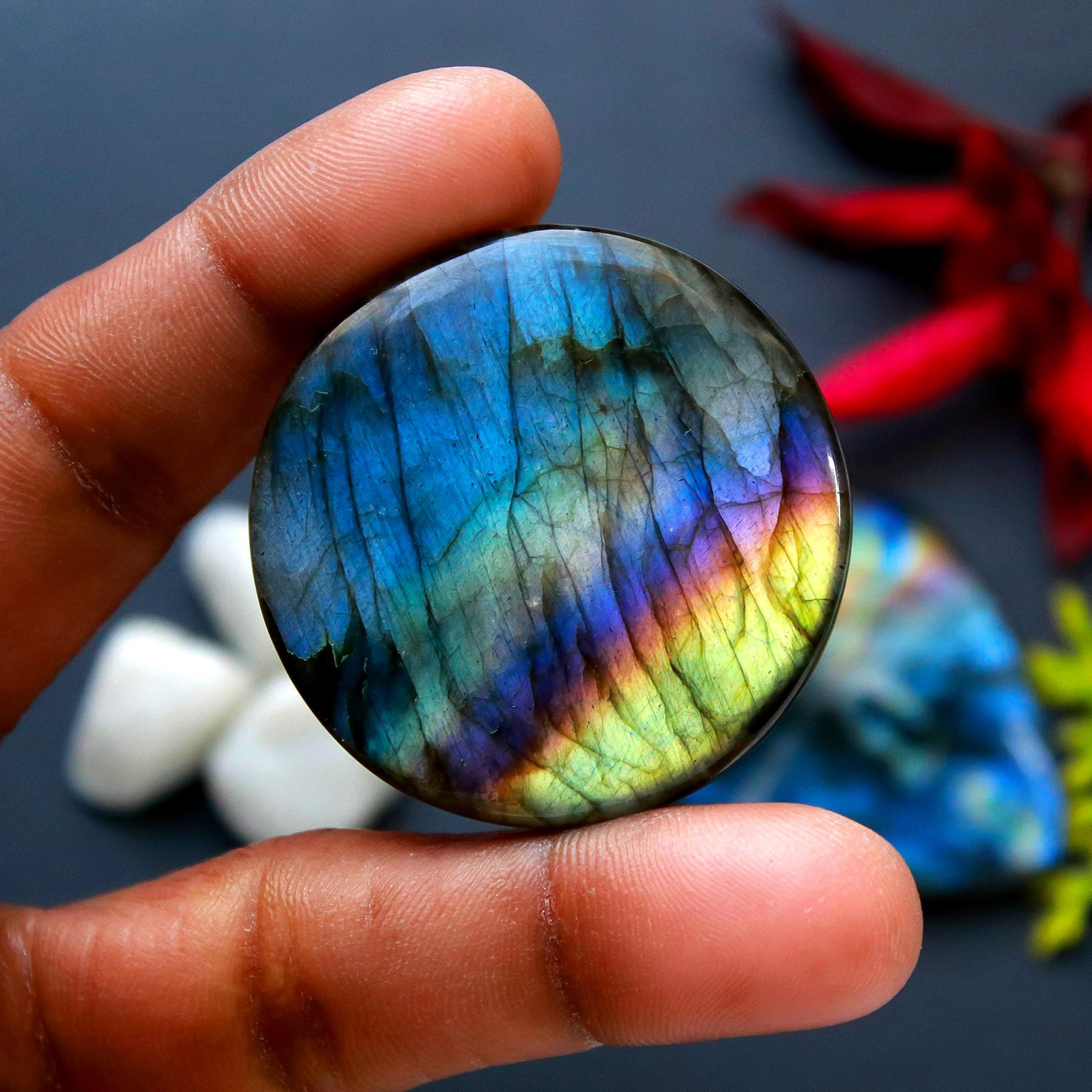 2 Pcs 163 Cts Natural Blue Labradorite Gemstone Cabochon Semi Precious Wholesale Lot Handmade Jewelry Making Supplies Pendant For Her 40x40 41x40mm13795