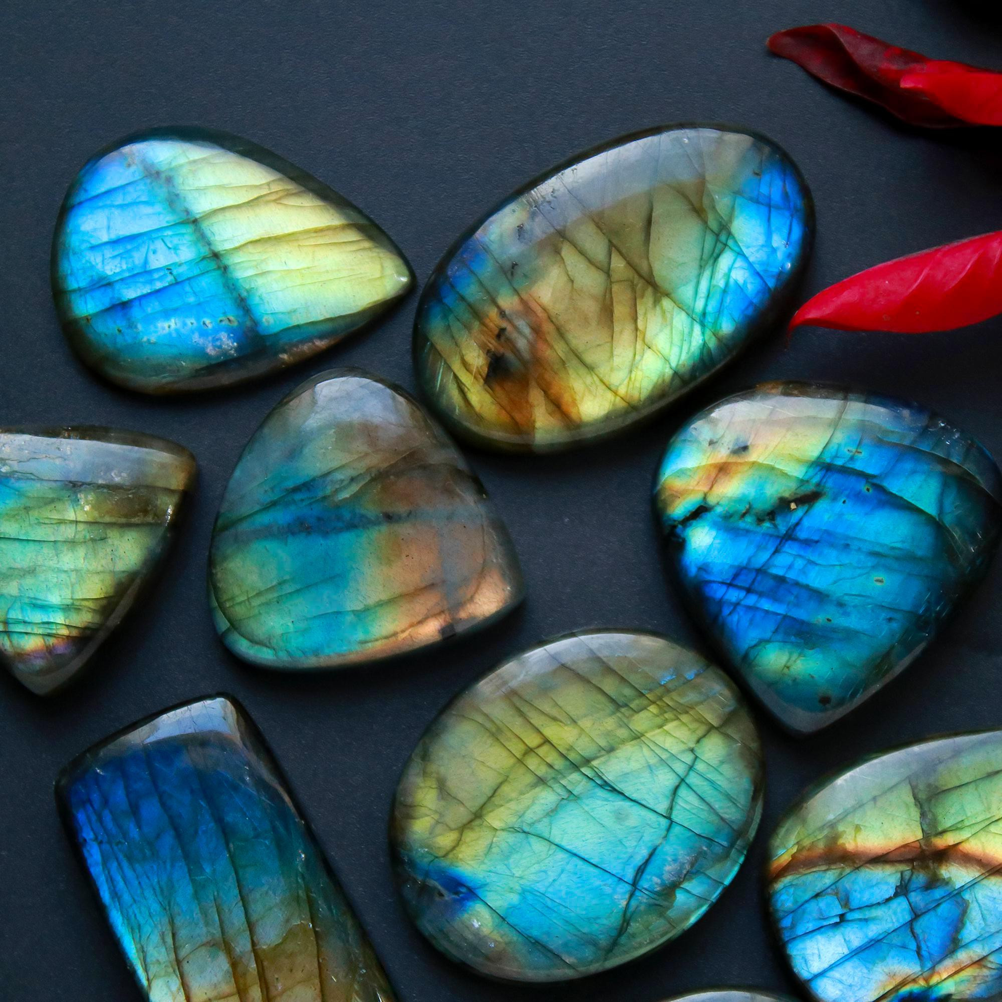 9 Pcs 277 Cts Natural Blue Labradorite Gemstone Cabochon Semi Precious Wholesale Lot Handmade Jewelry Making Supplies Pendant For Her 34x13 26x20mm13796