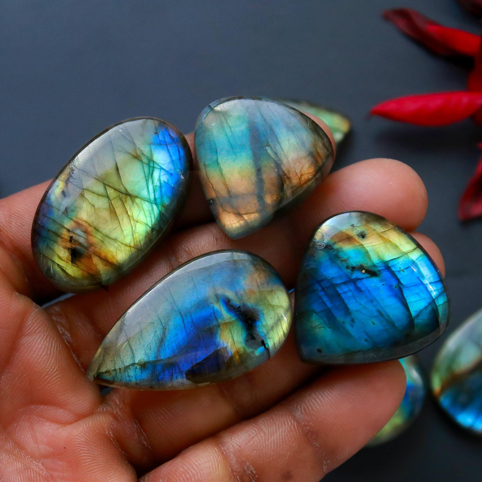 9 Pcs 277 Cts Natural Blue Labradorite Gemstone Cabochon Semi Precious Wholesale Lot Handmade Jewelry Making Supplies Pendant For Her 34x13 26x20mm13796