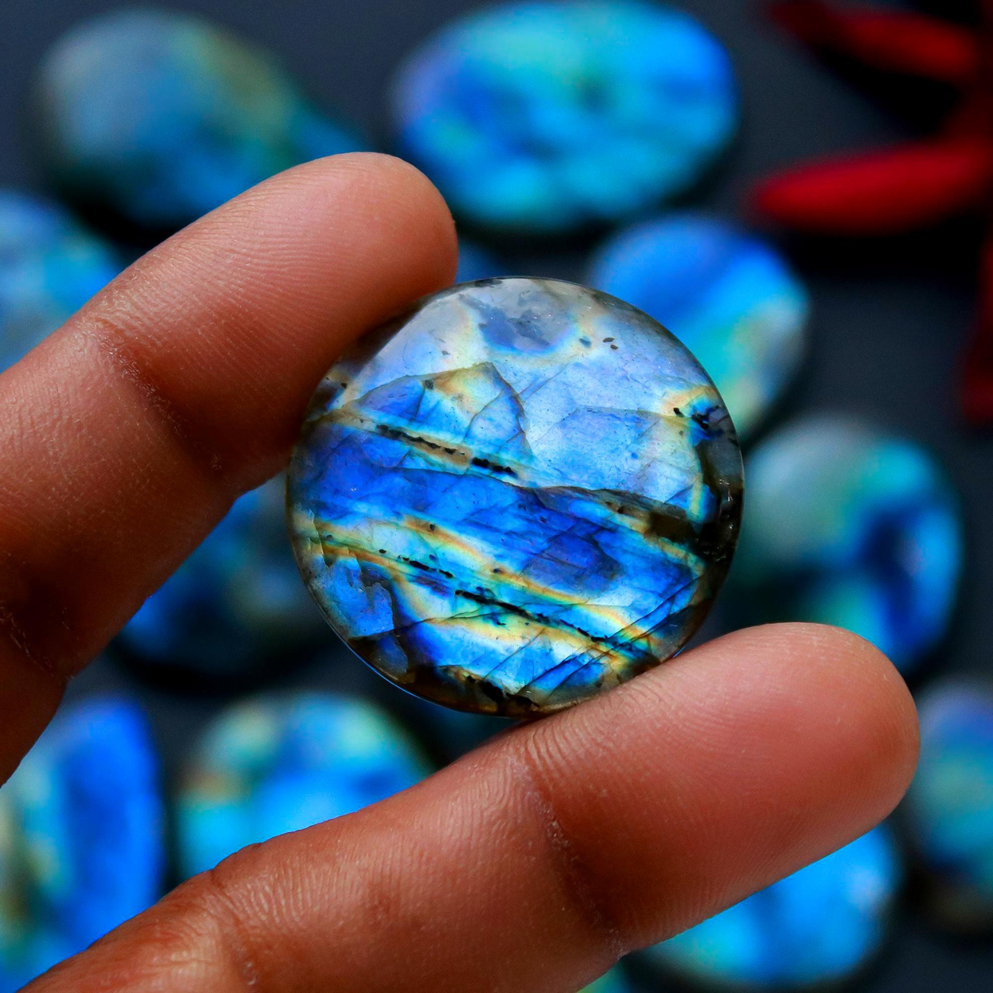 15 Pcs 367 Cts Natural Blue Labradorite Gemstone Cabochon Semi Precious Wholesale Lot Handmade Jewelry Making Supplies Pendant For Her 35x22 20x20mm13797